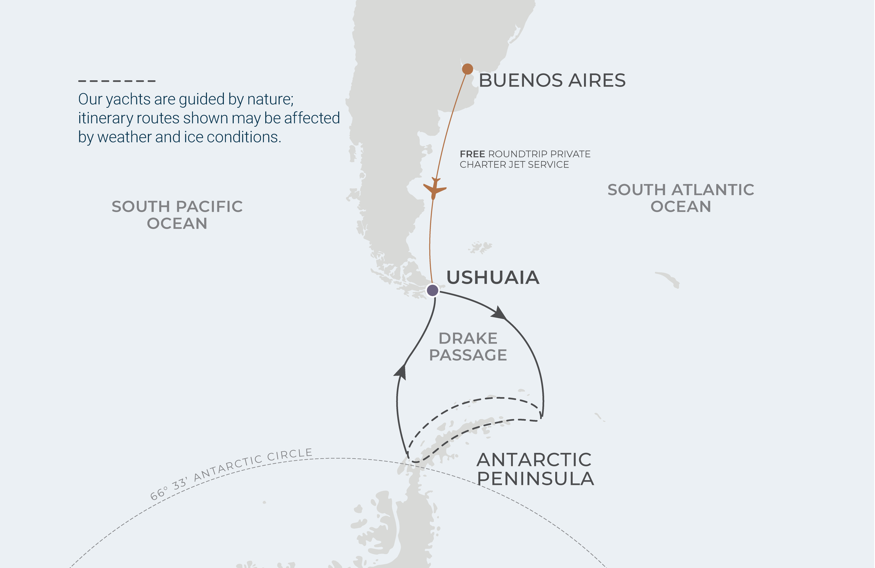 Map for 9-Night Ushuaia Roundtrip 1.24.26
