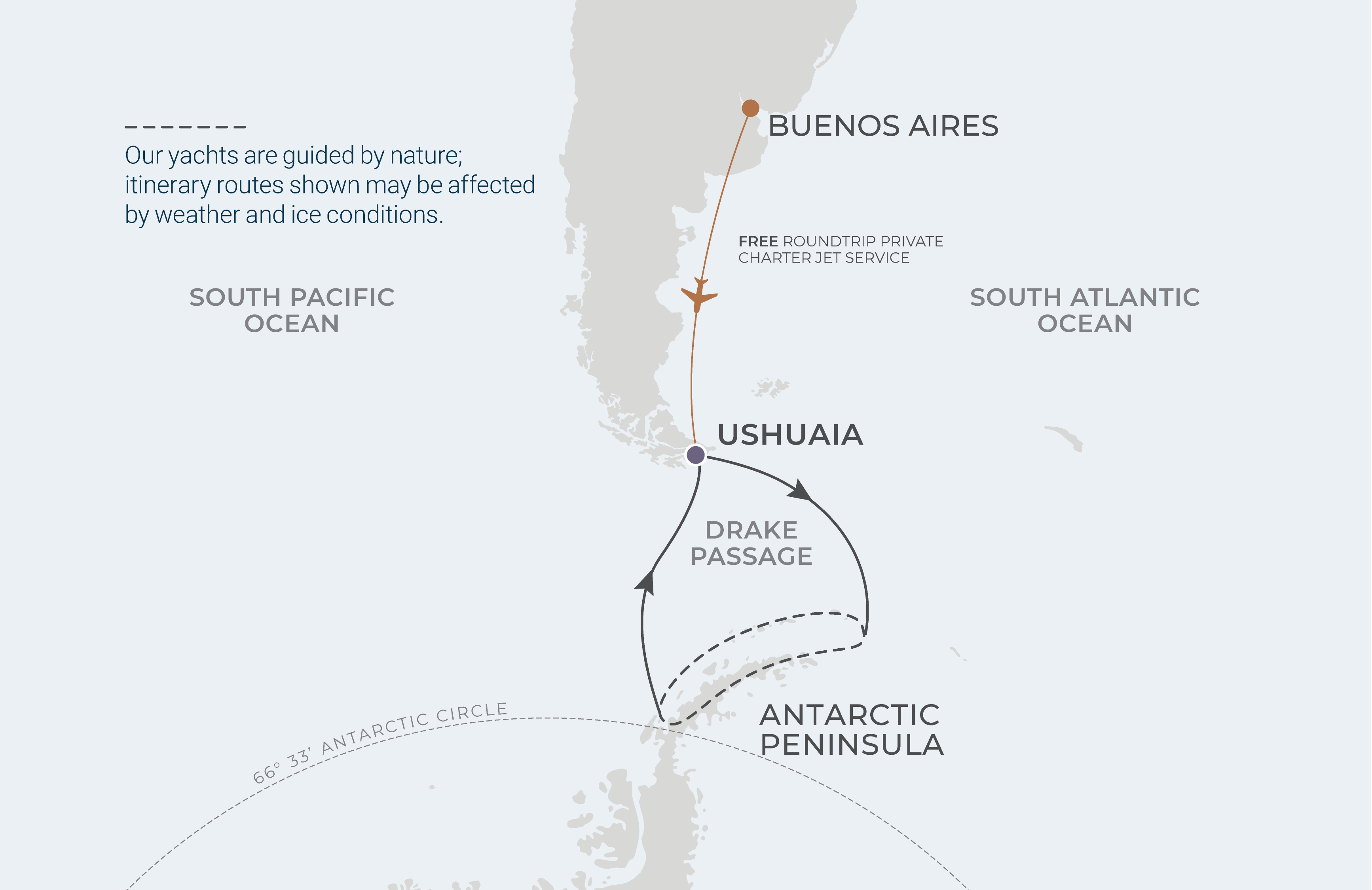Map for 9-Night Ushuaia Roundtrip 2.27.26