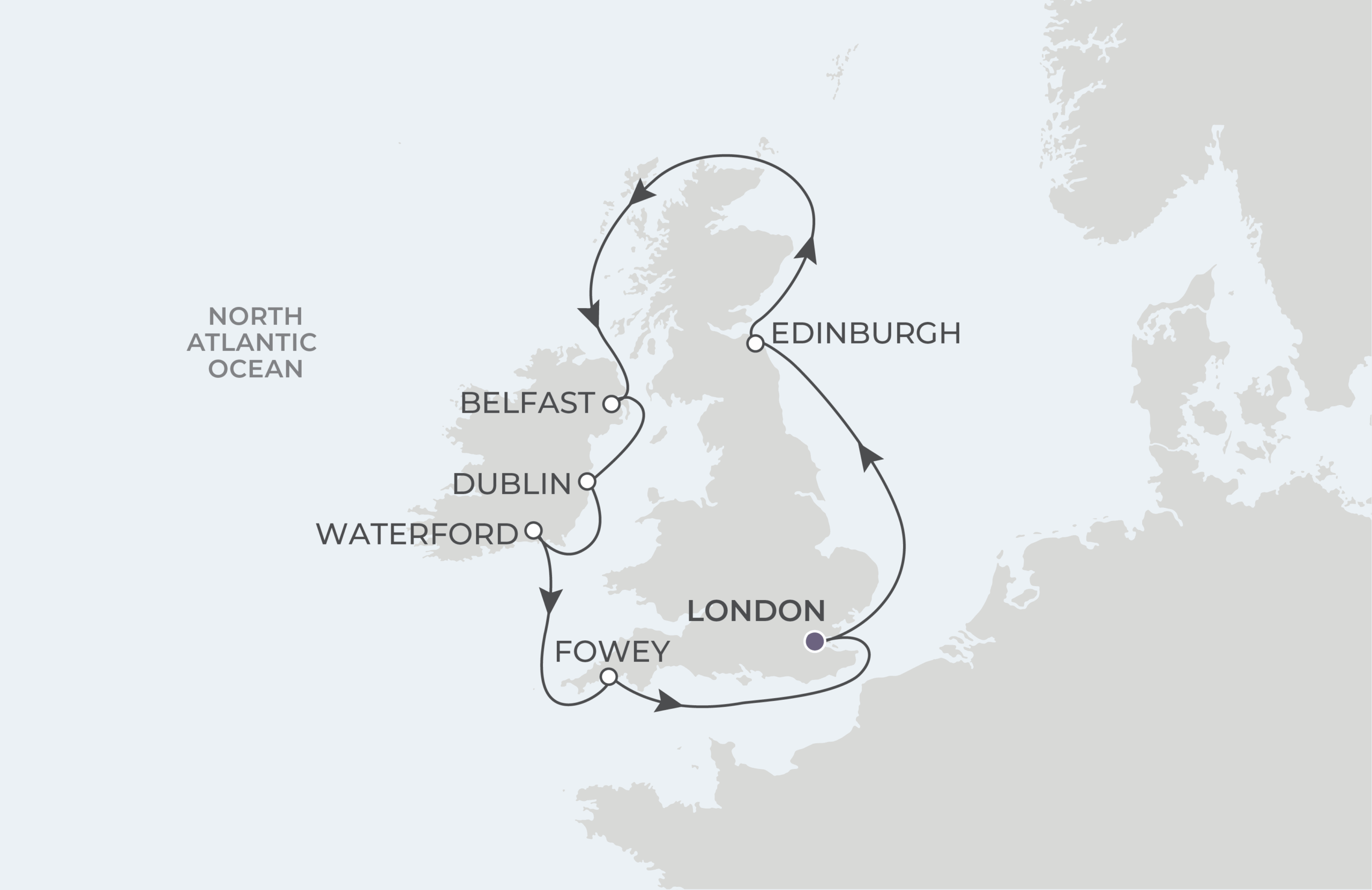 Map for 10-Night London to London 5.1.26