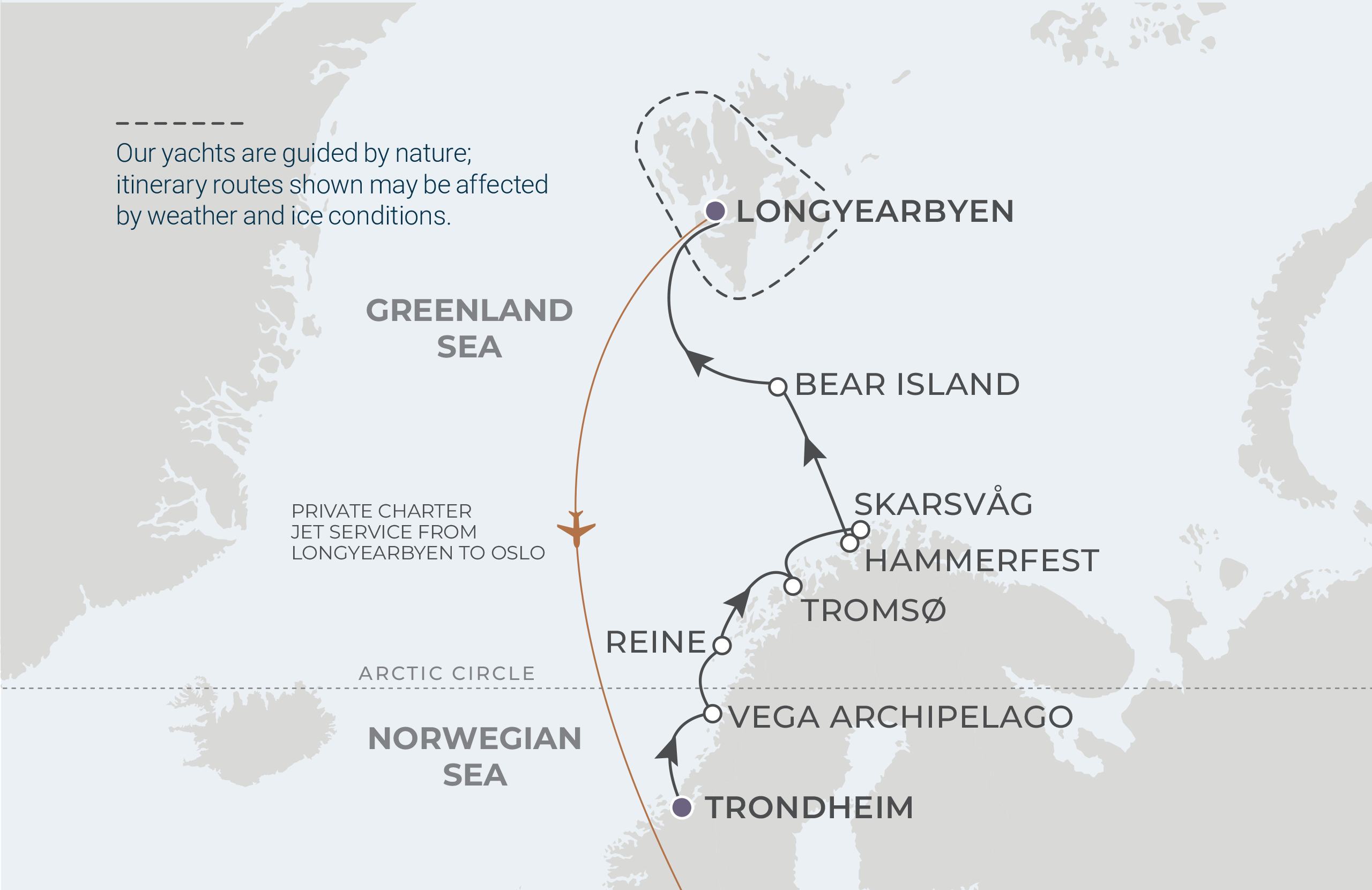 Map for 9-Night Trondheim to Longyearbyen 6.30.26
