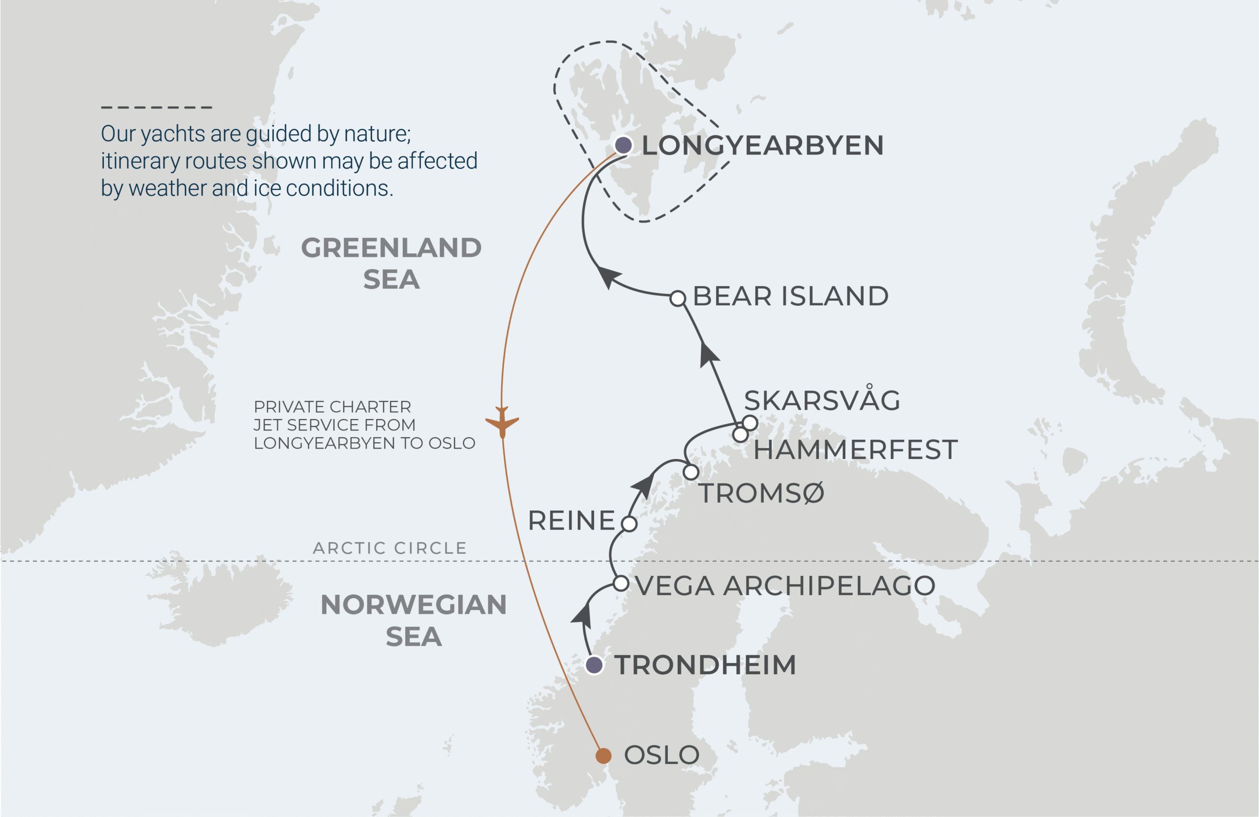 Map for 9-Night Trondheim to Longyearbyen 6.30.26