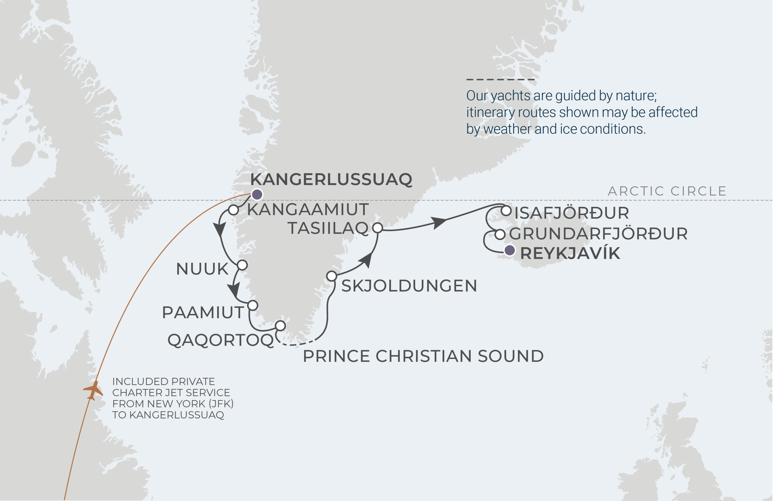 Map for 11-Night Kangerlussuaq to Reykjavik  8.31.26