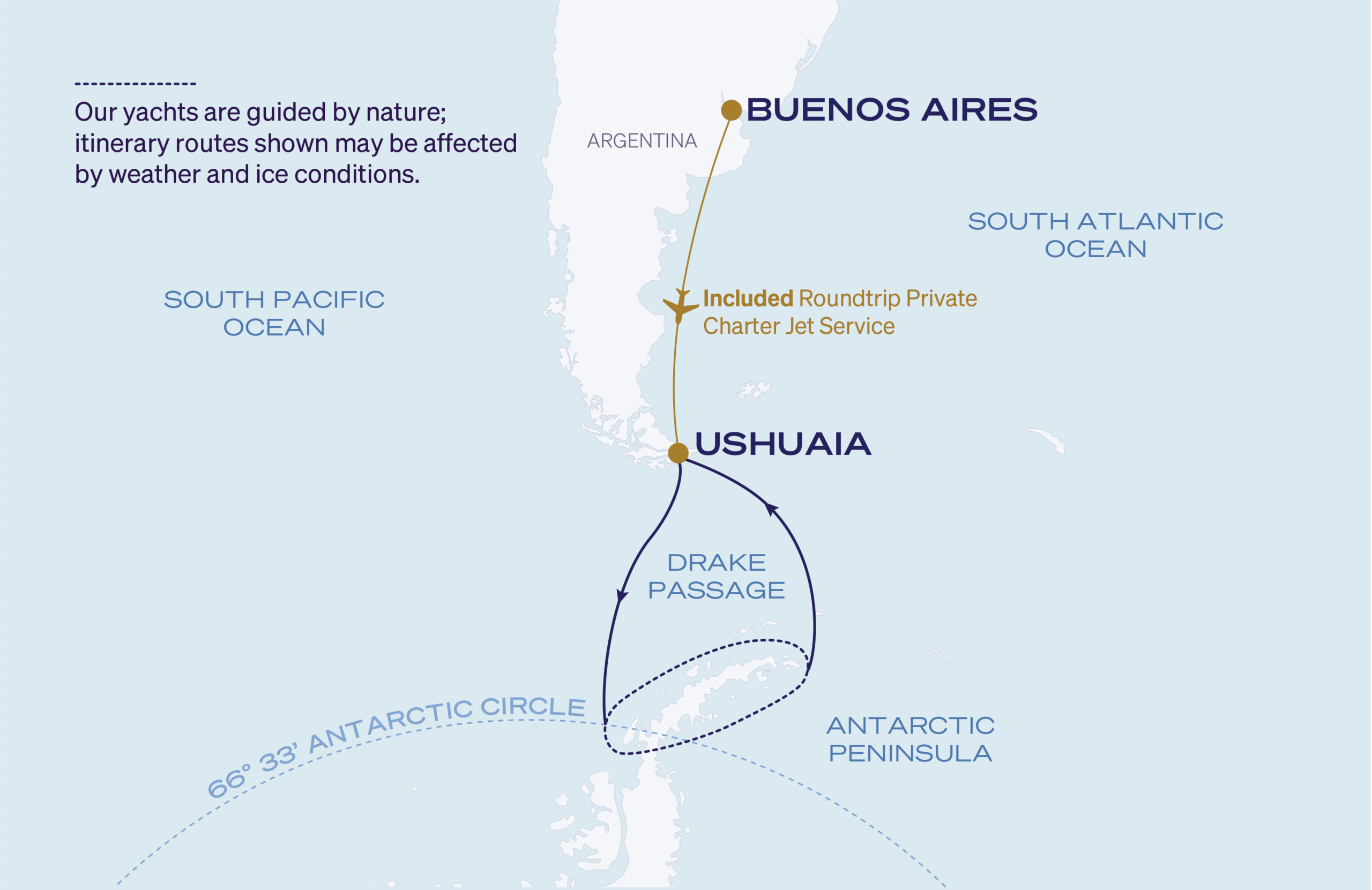 Map for 11-Night Ushuaia Roundtrip 12.23.26