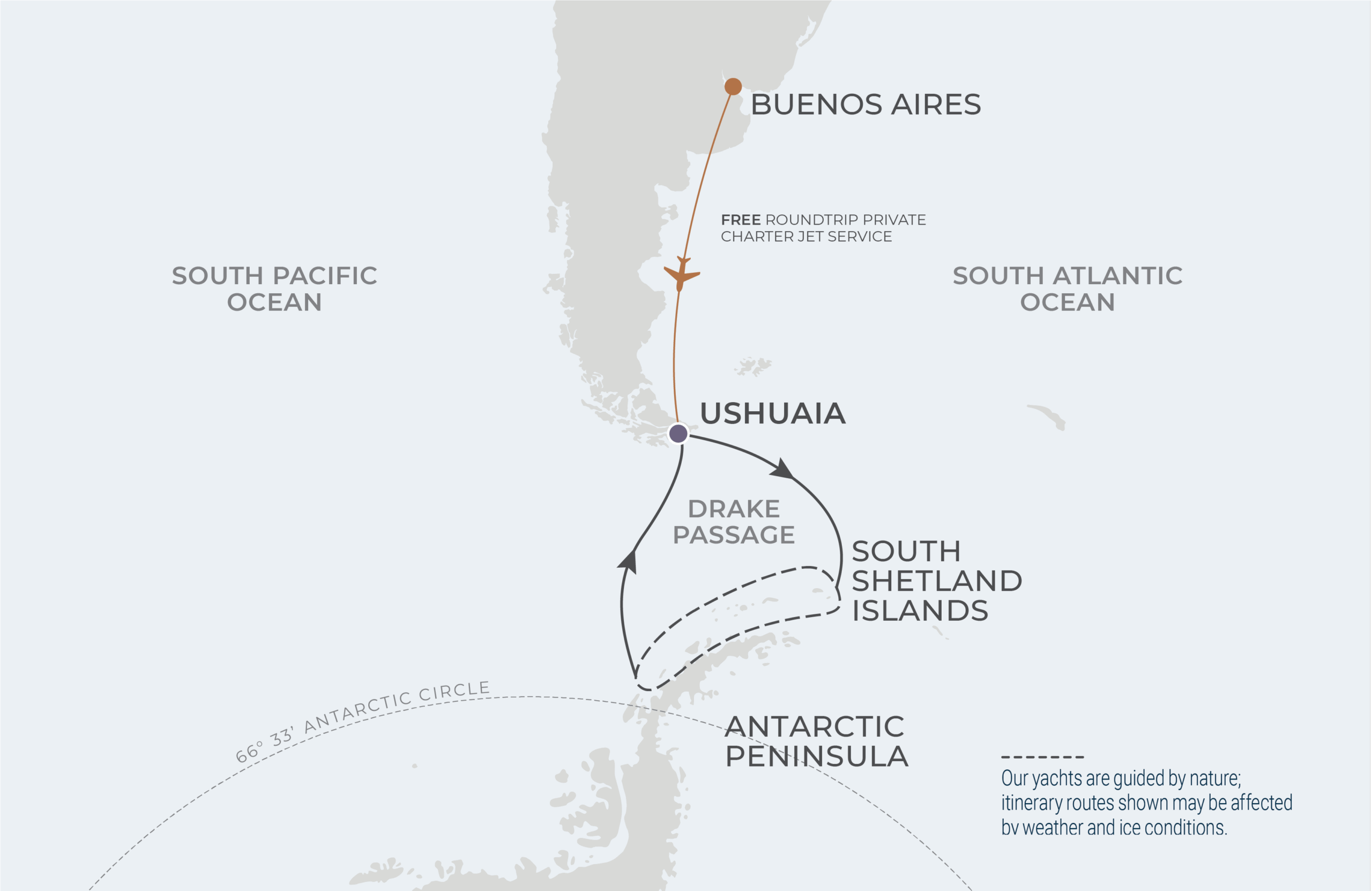 Map for 10-Night Ushuaia Roundtrip 3.3.26