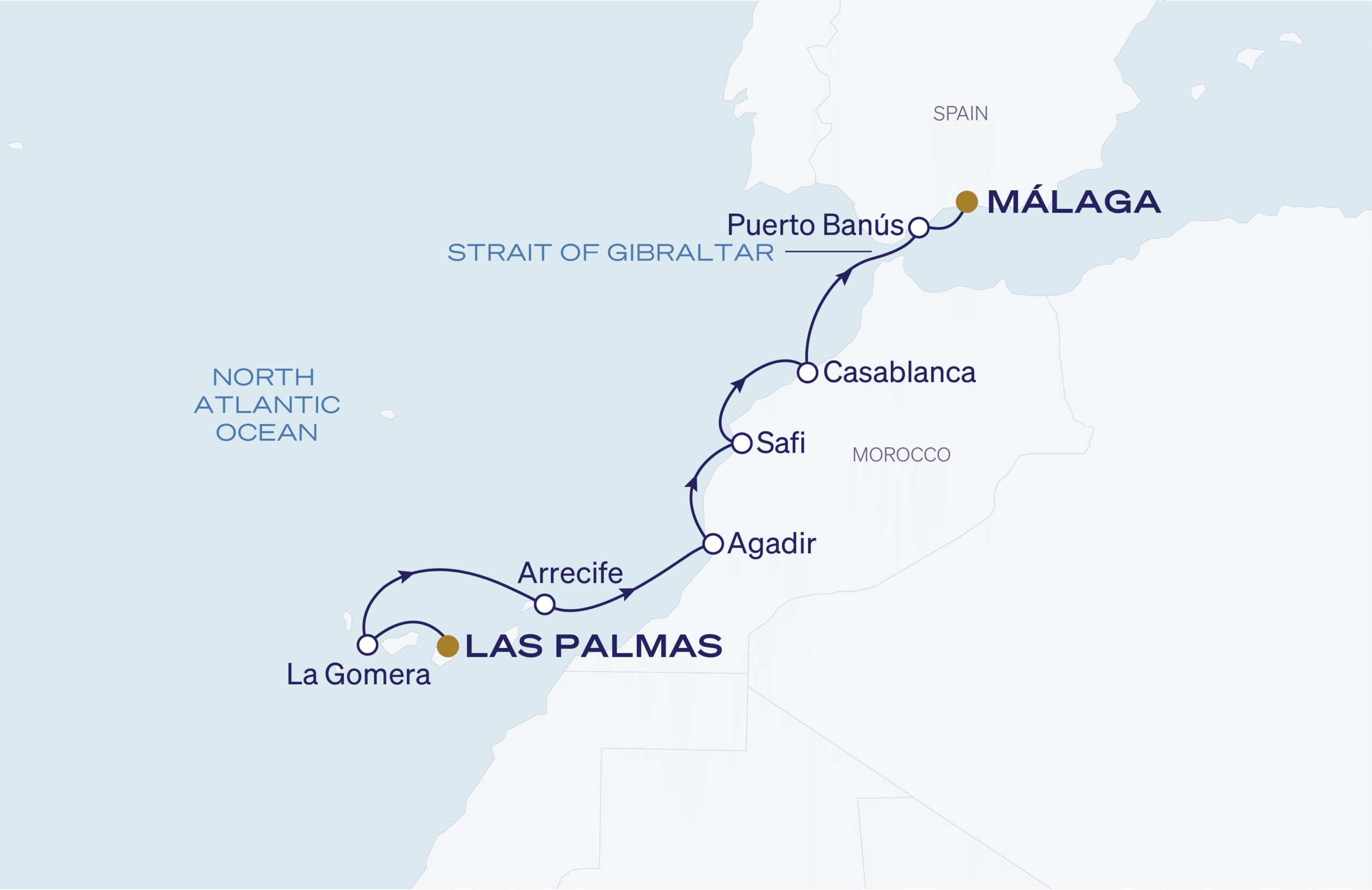 Map for 8-Night Las Palmas to Malaga 4.15.27