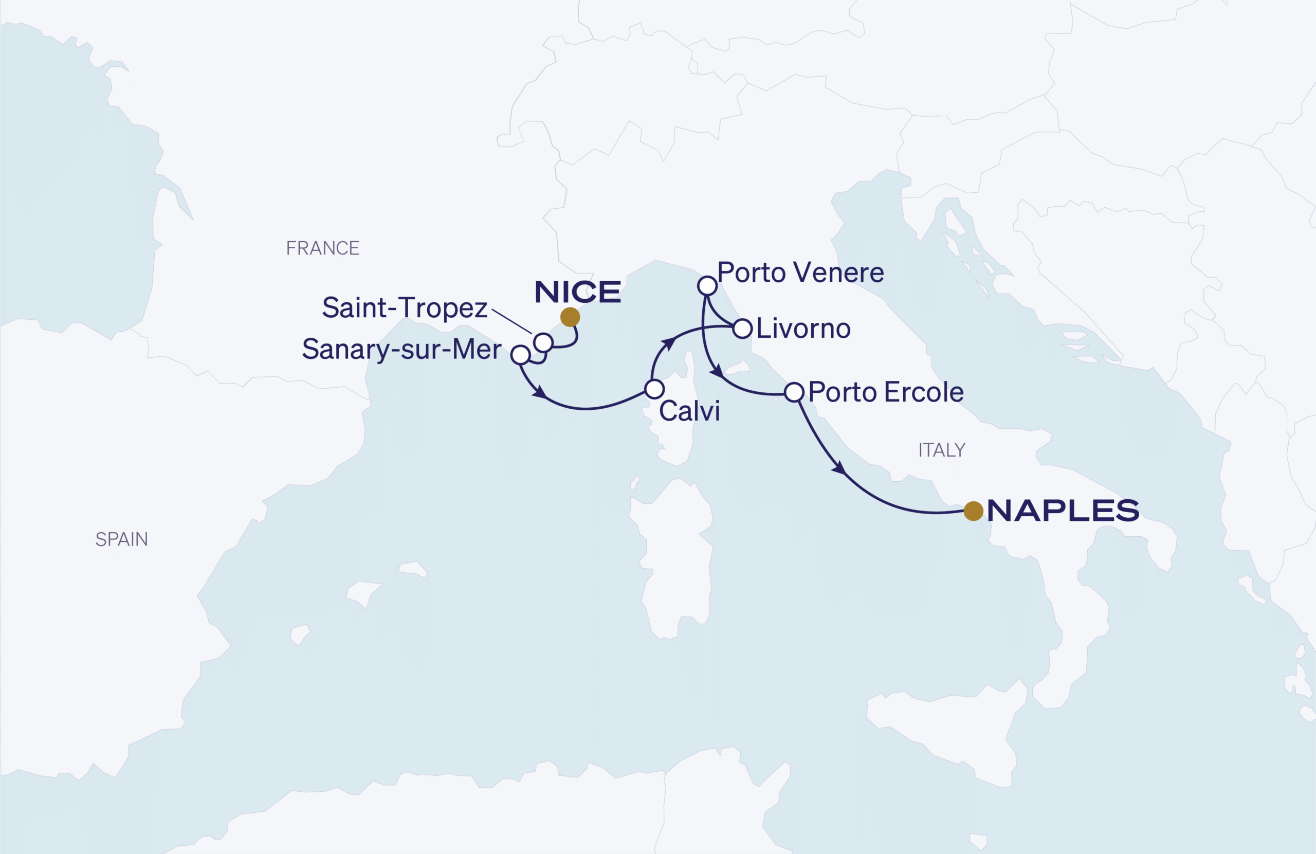 Map for 8-Night Nice to Naples 5.1.27
