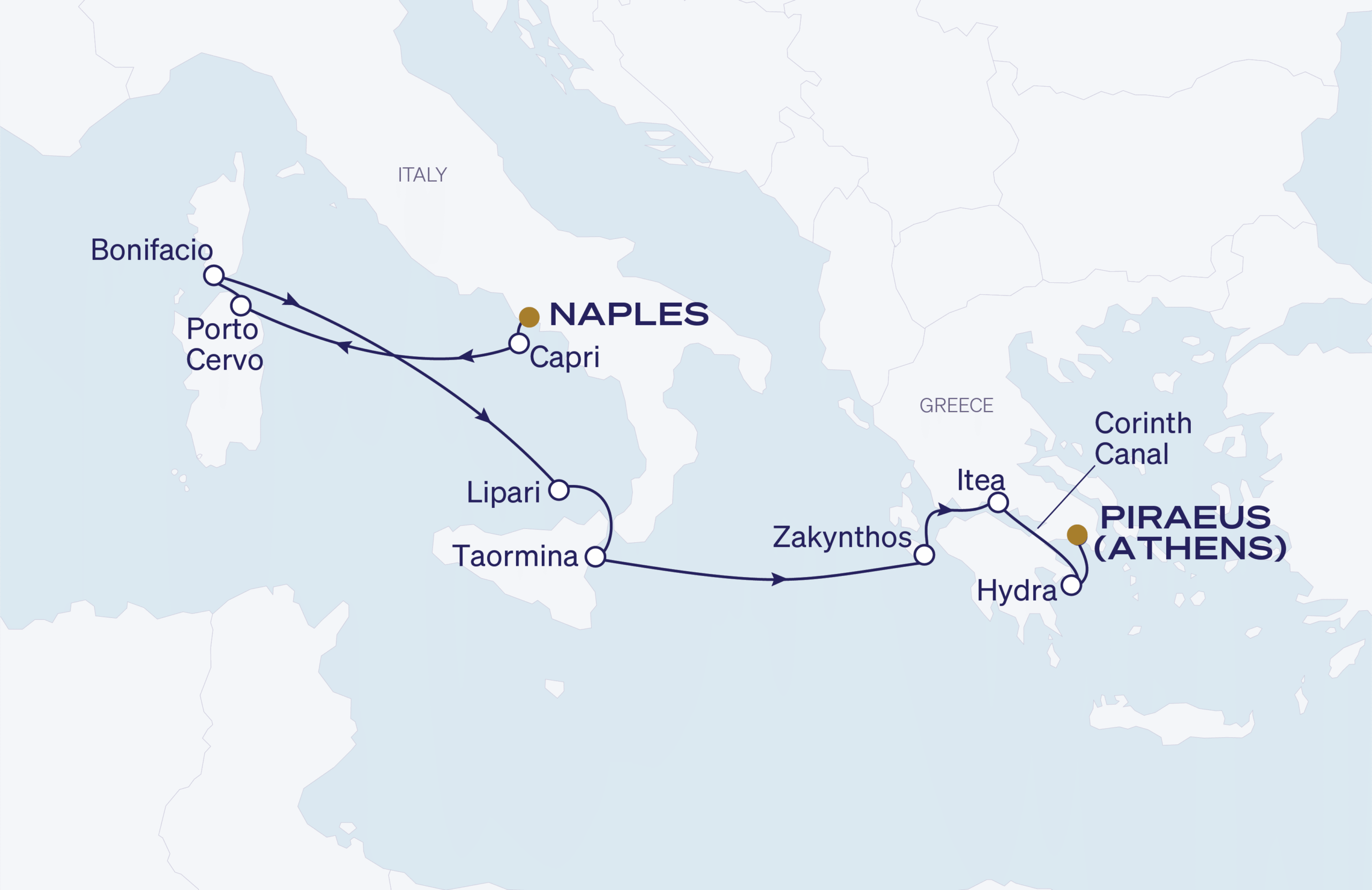 Map for 12-Night Naples to Athens 6.7.27