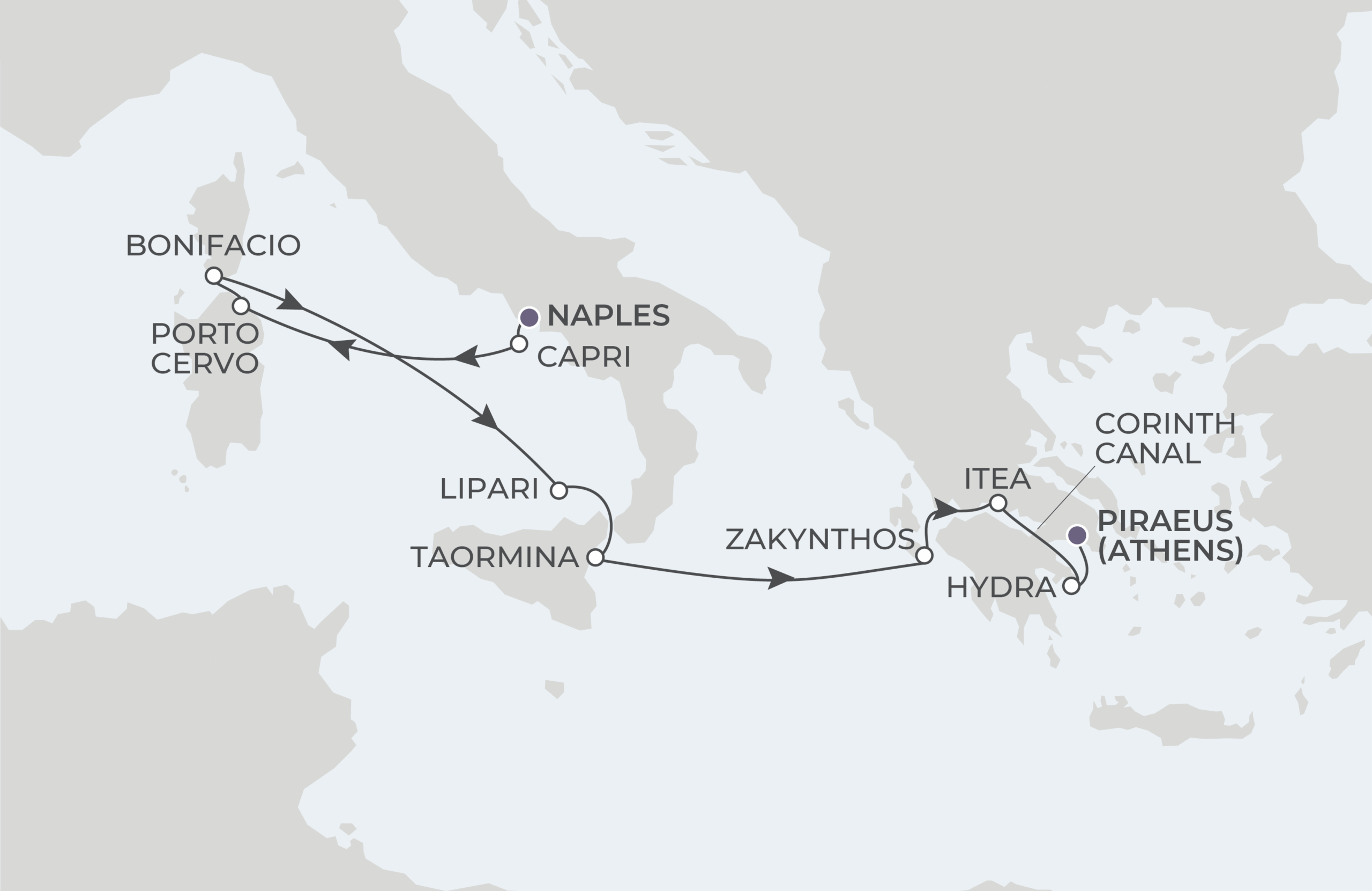 Map for 12-Night Naples to Athens 6.7.27