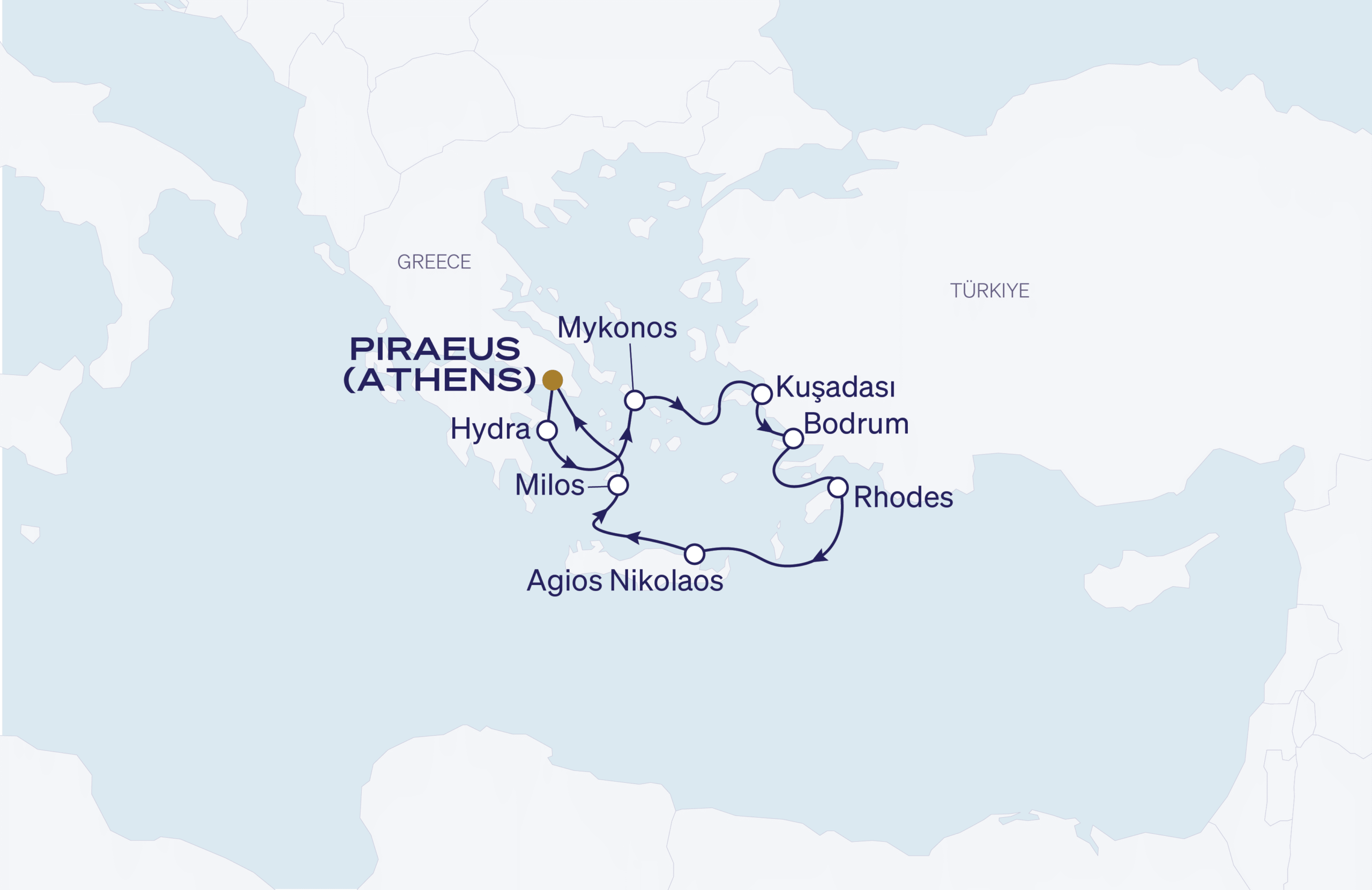 Map for 8-Night Athens Roundtrip 6.19.27