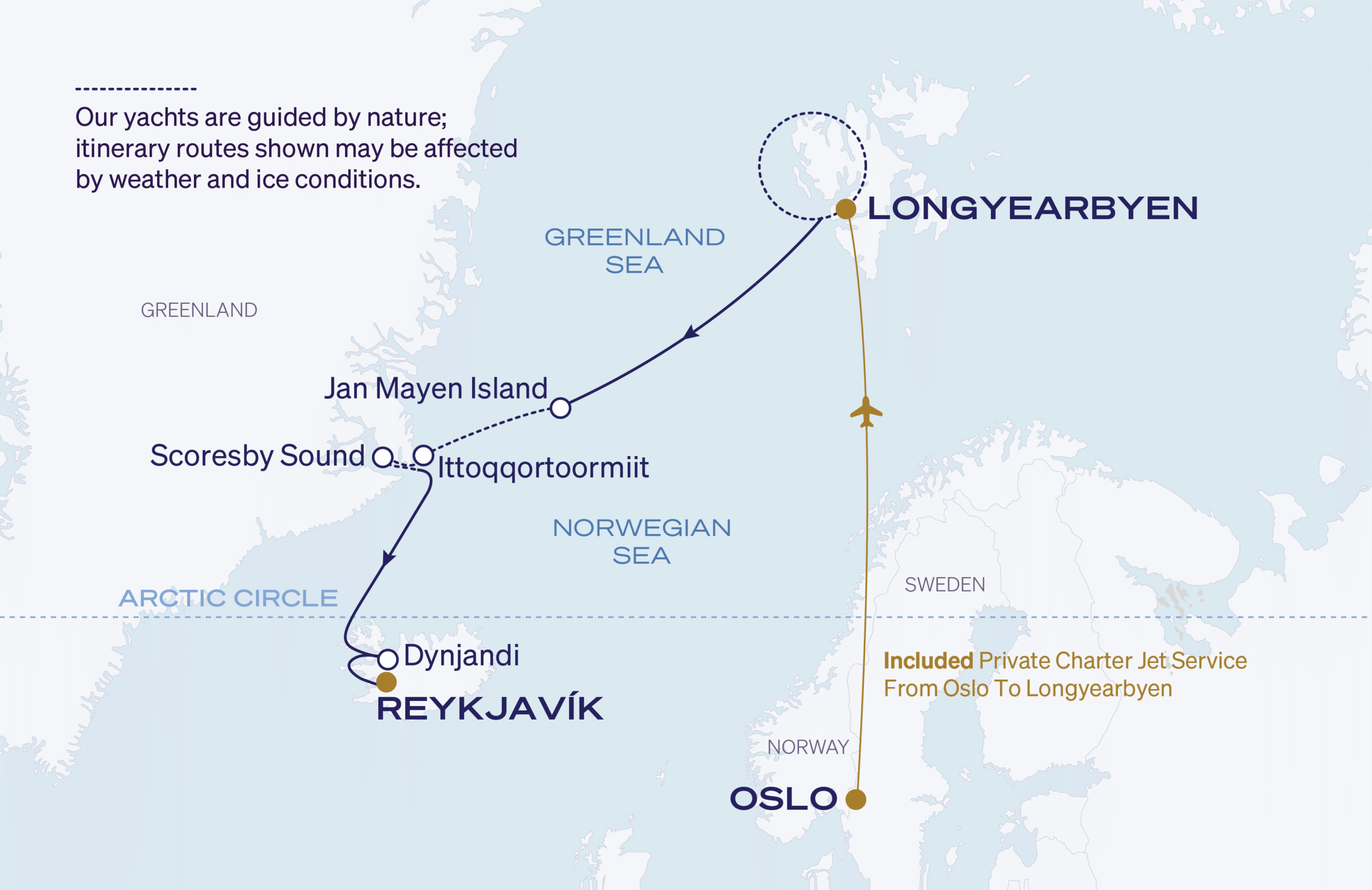 Map for 9-Night Longyearbyen to Reykjavík 8.6.27
