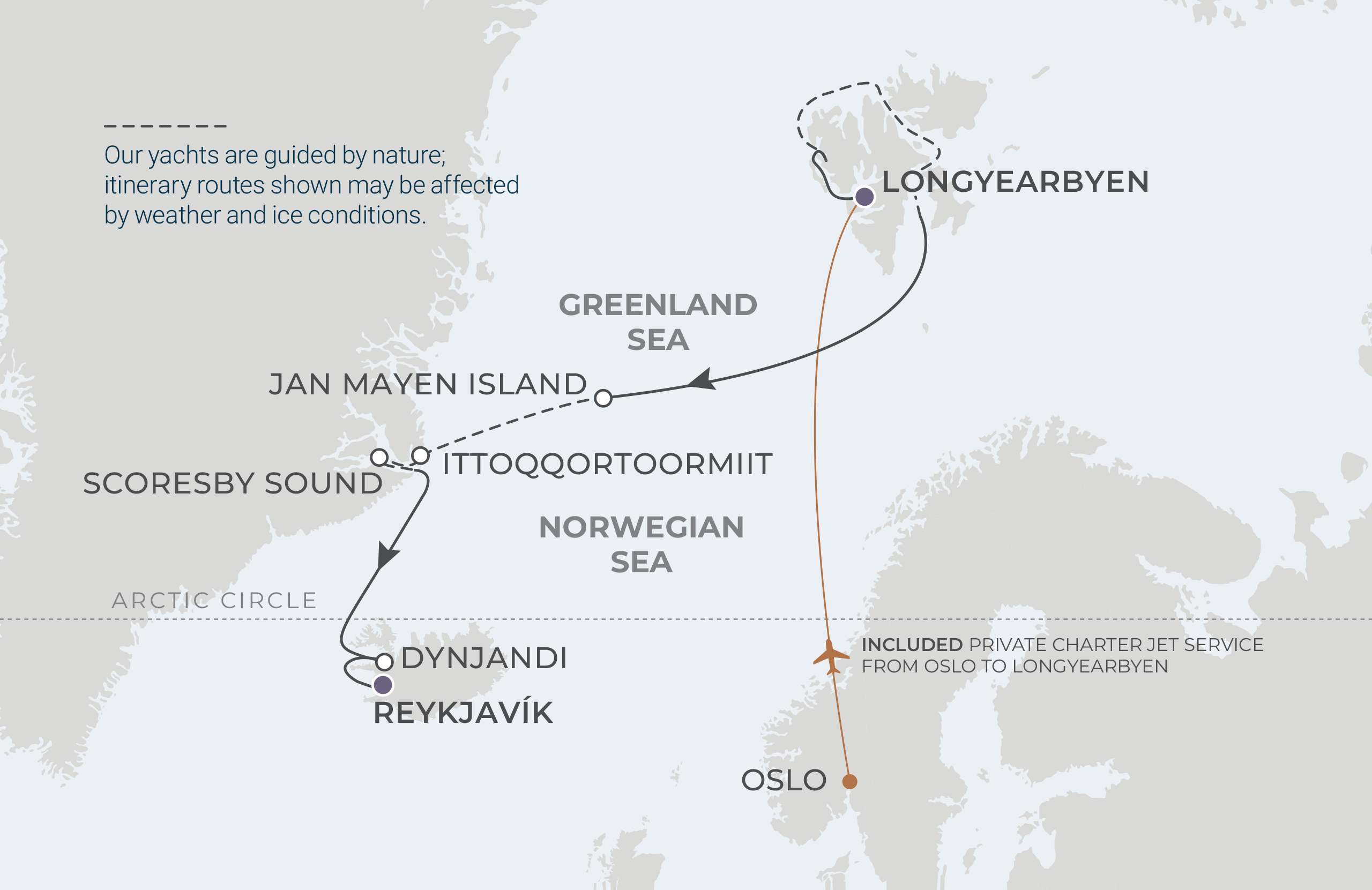 Map for 9-Night Longyearbyen to Reykjavík 8.6.27