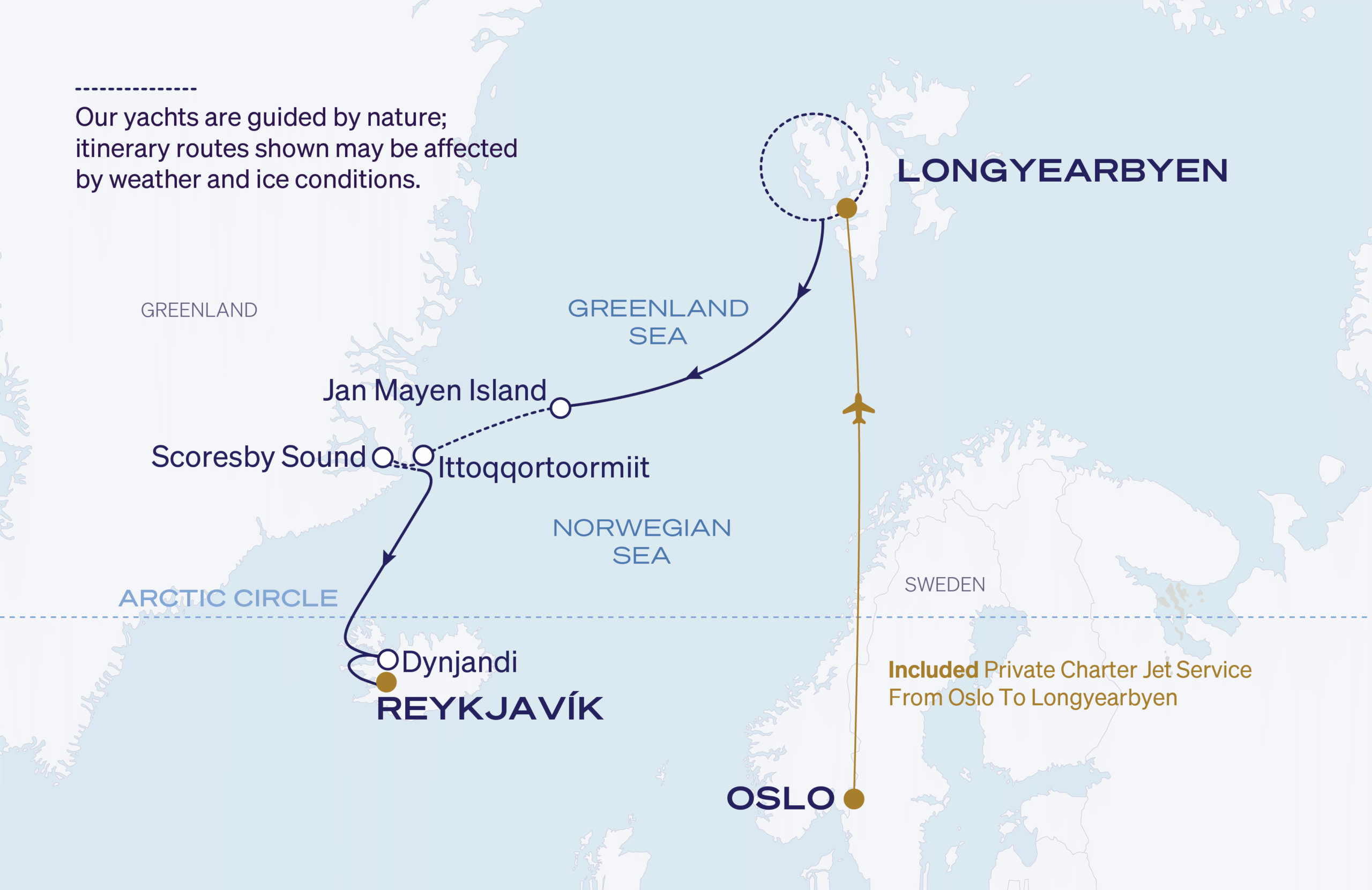 Map for 11-Night Longyearbyen to Reykjavík 8.24.27