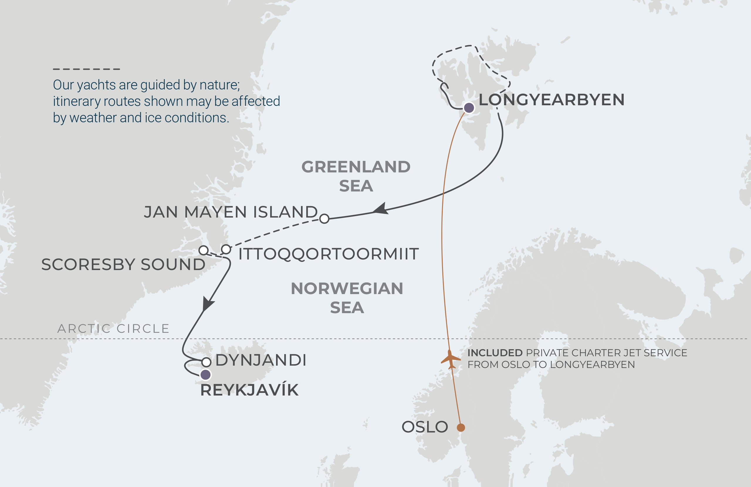 Map for 11-Night Longyearbyen to Reykjavík 8.24.27