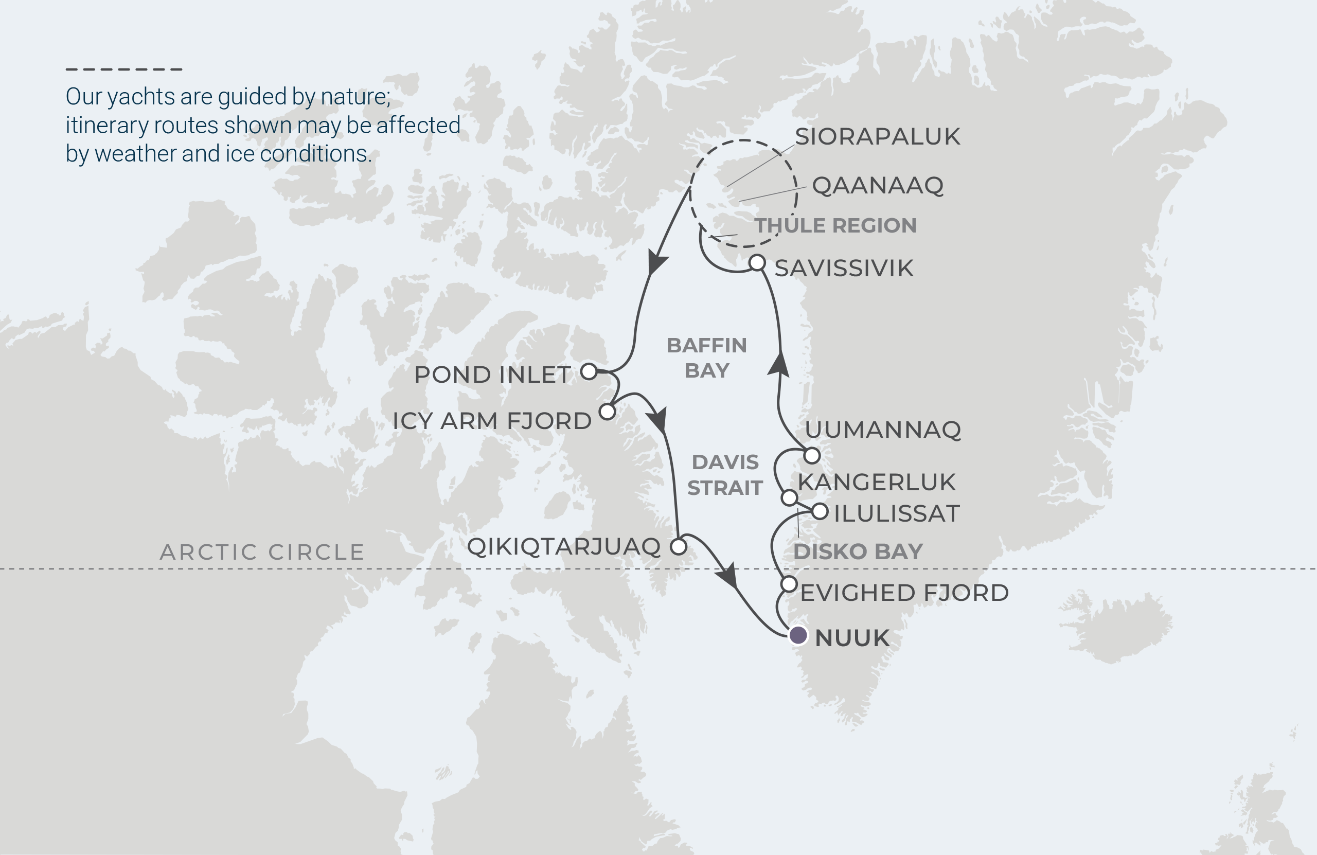 Map for 15-Night Nuuk Roundtrip 8.29.27