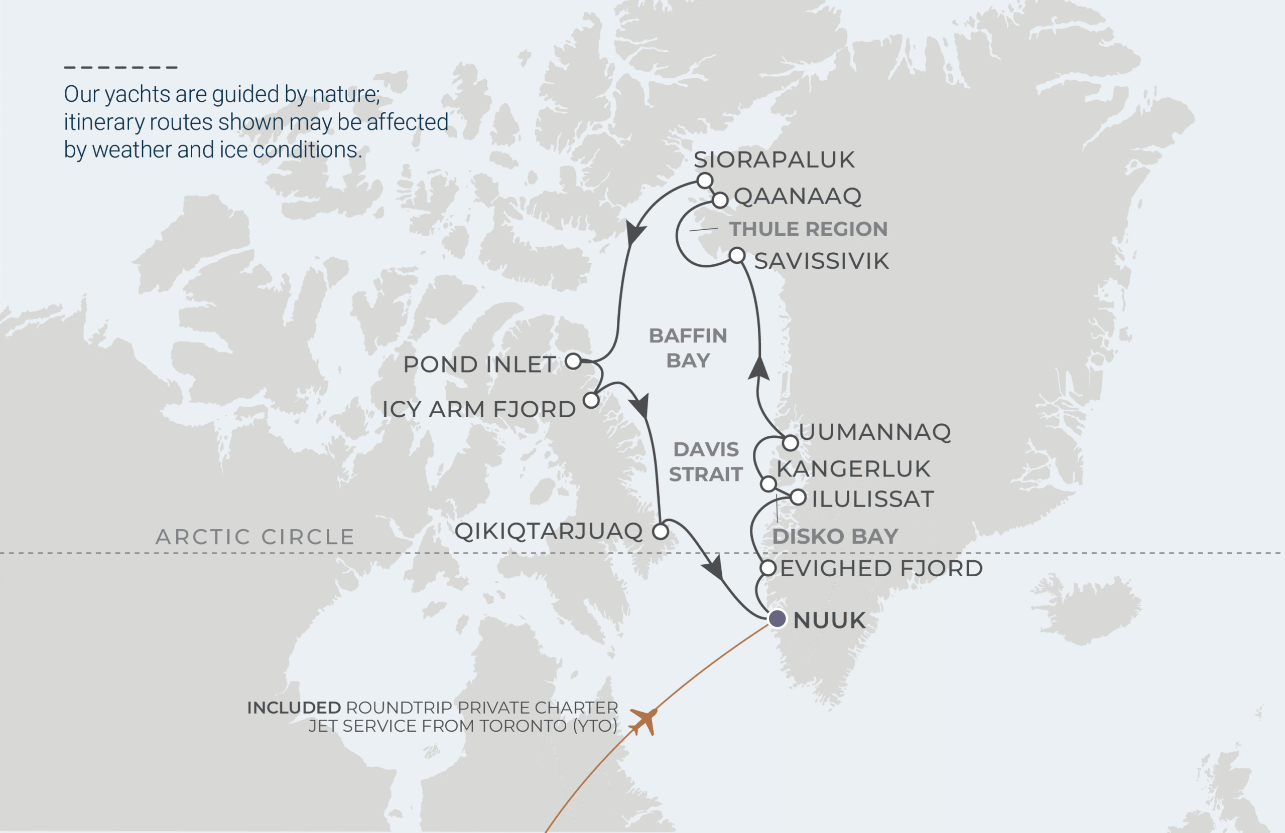 Map for 15-Night Nuuk Roundtrip 8.29.27
