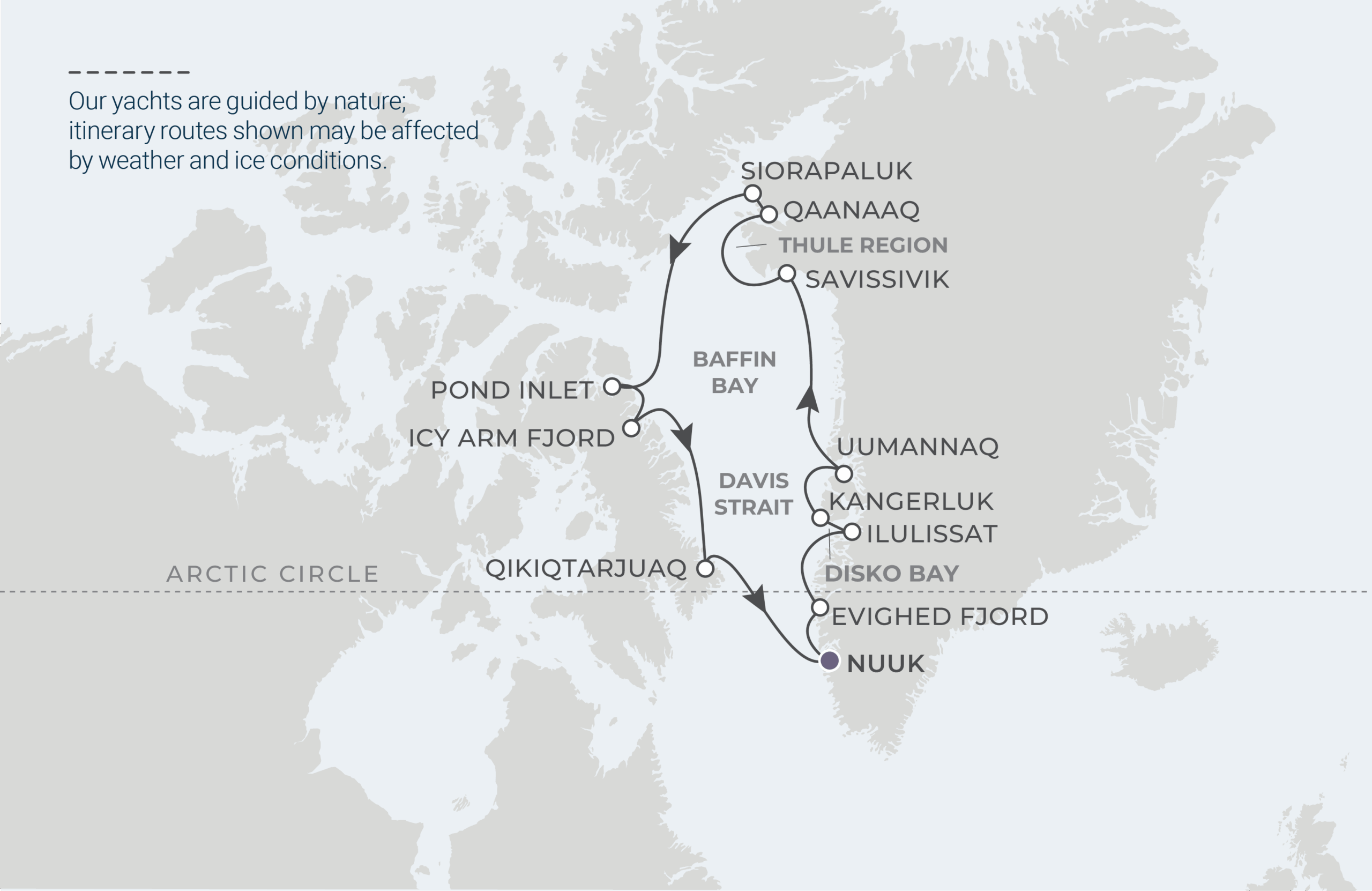 Map for 15-Night Nuuk Roundtrip 8.29.27
