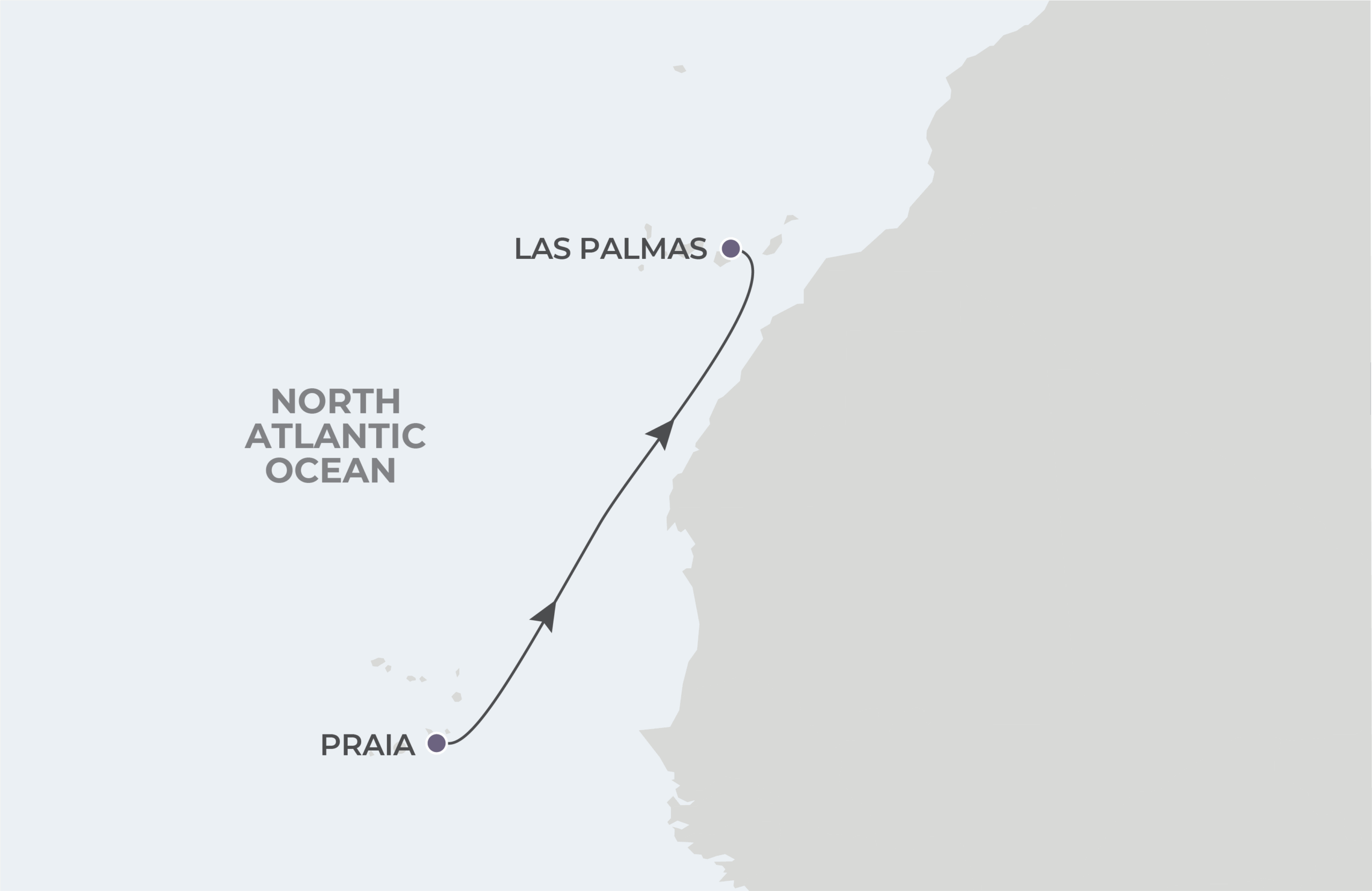 Map for 4-Night Praia to Las Palmas 4.14.26