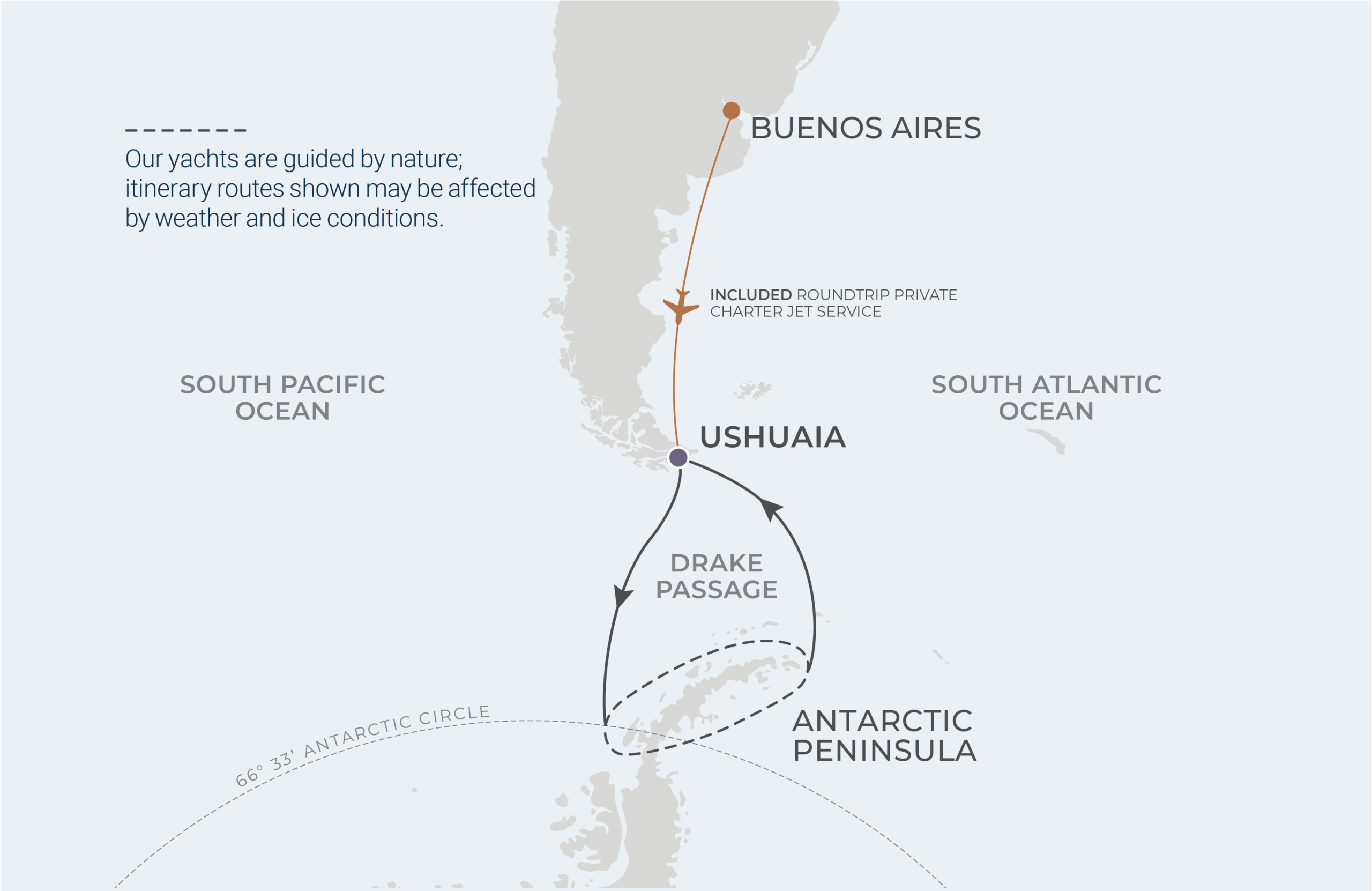 Map for 12-Night Ushuaia Roundtrip 12.22.27