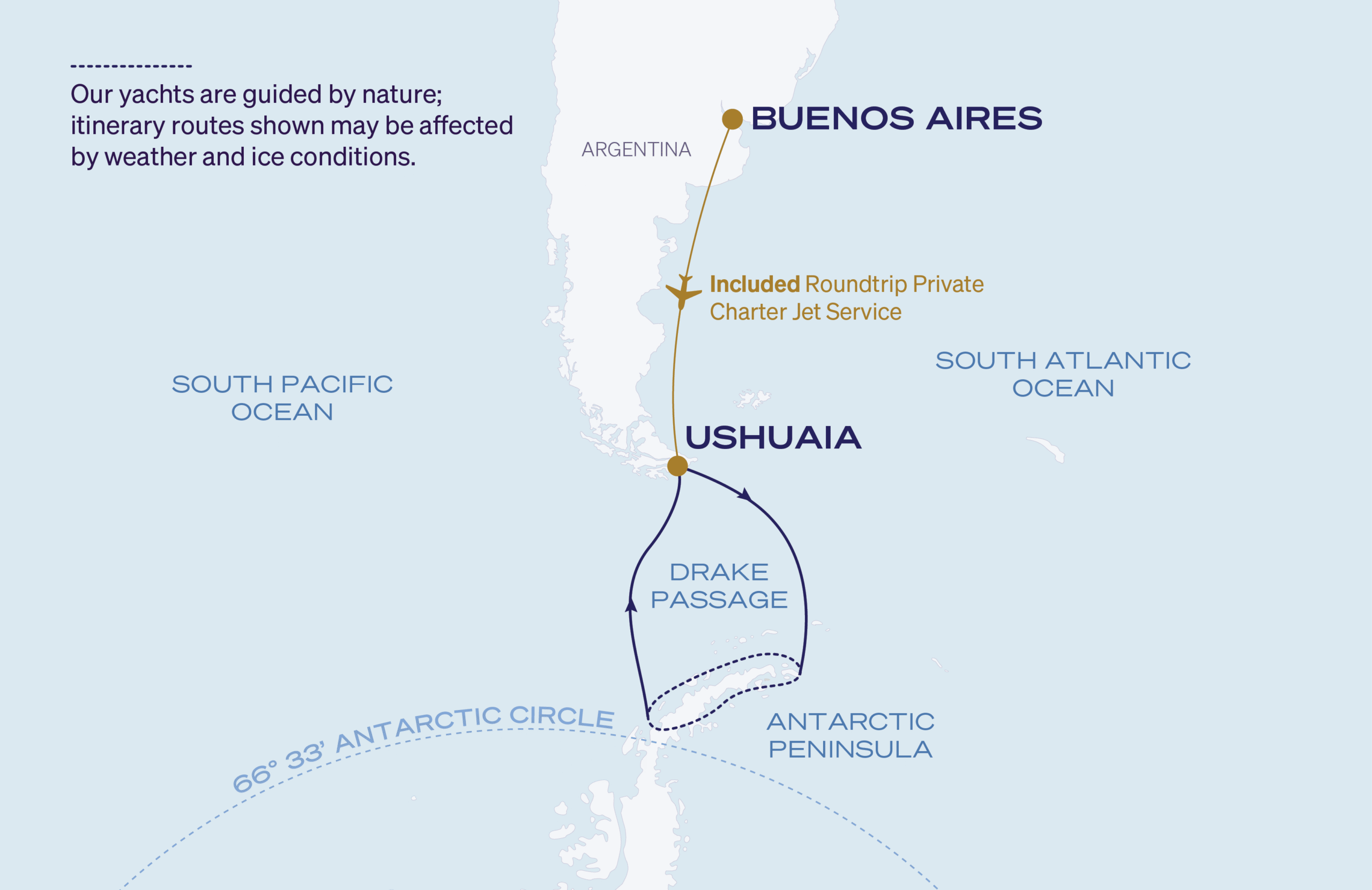 Map for 11-Night Ushuaia Roundtrip 12.23.27