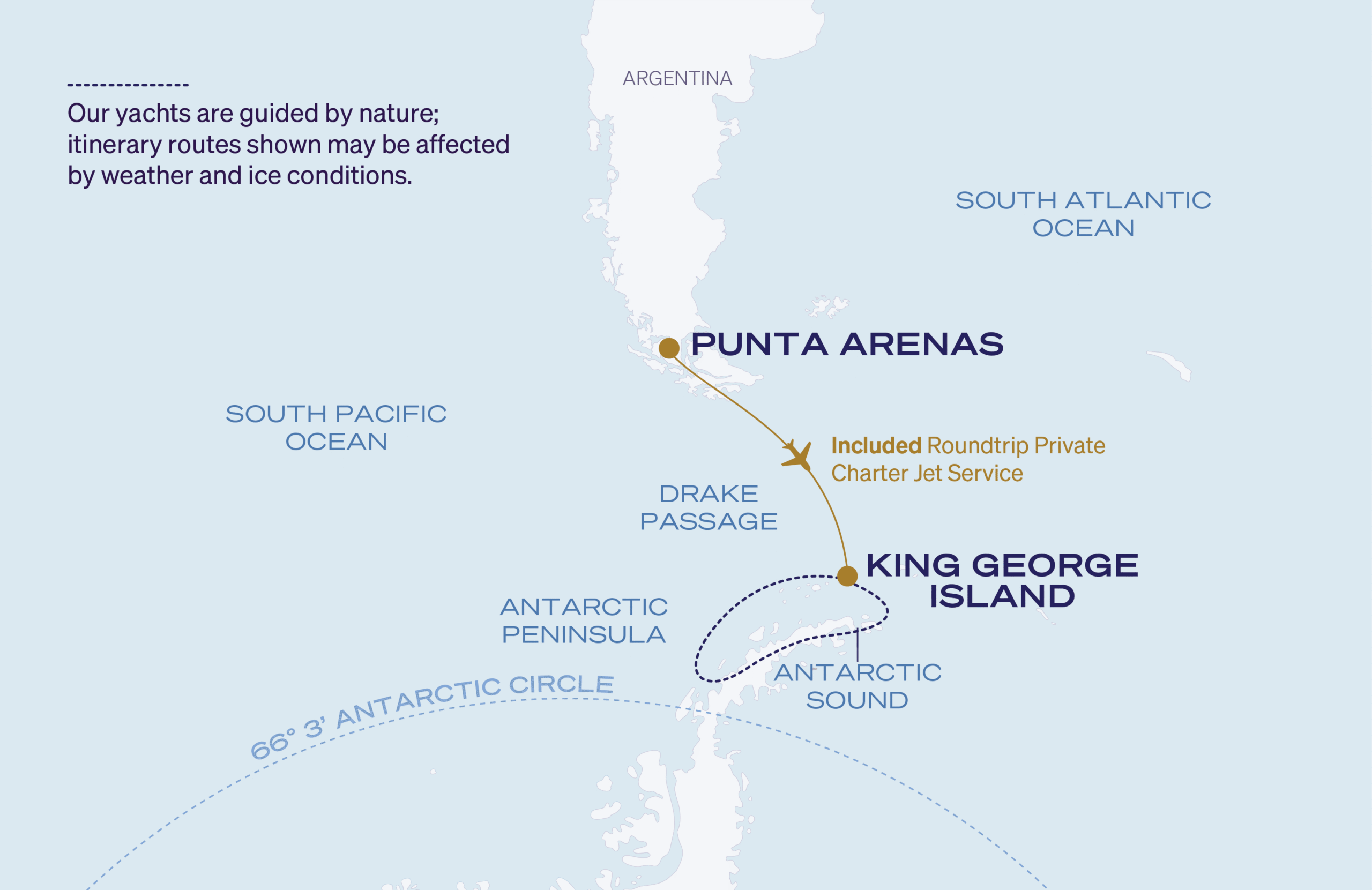 Map for 7-Night King George Island Roundtrip 2.12.28