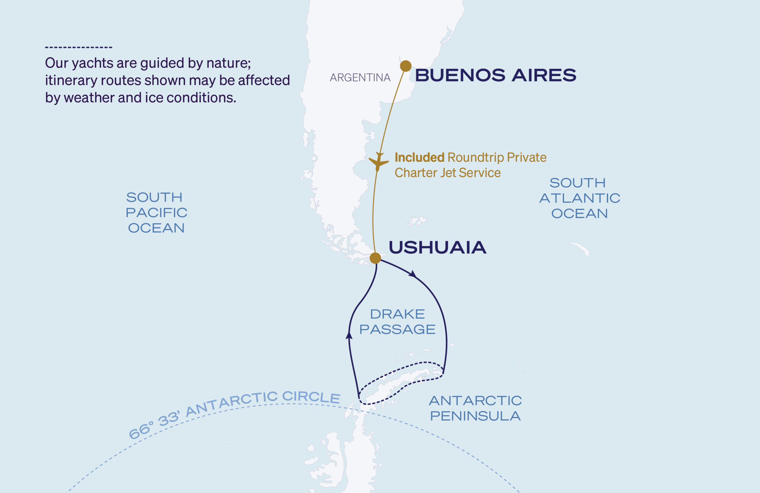 Map for 11-Night Ushuaia Roundtrip 3.6.28