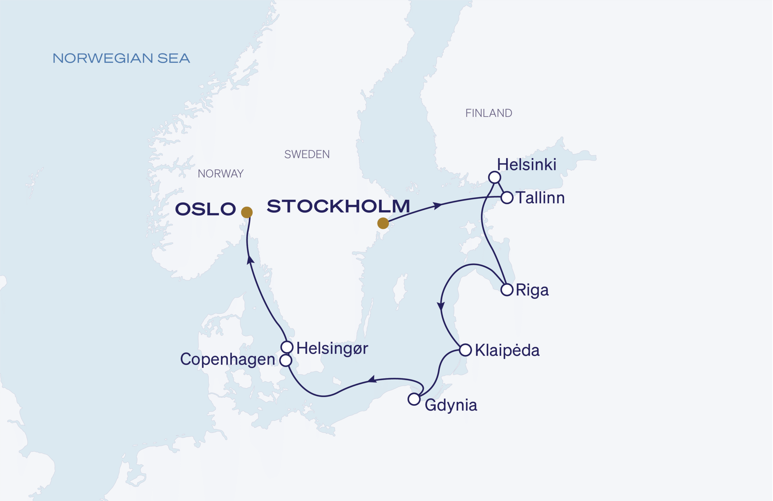 Map for 9-Night Stockholm to Oslo 6.10.27