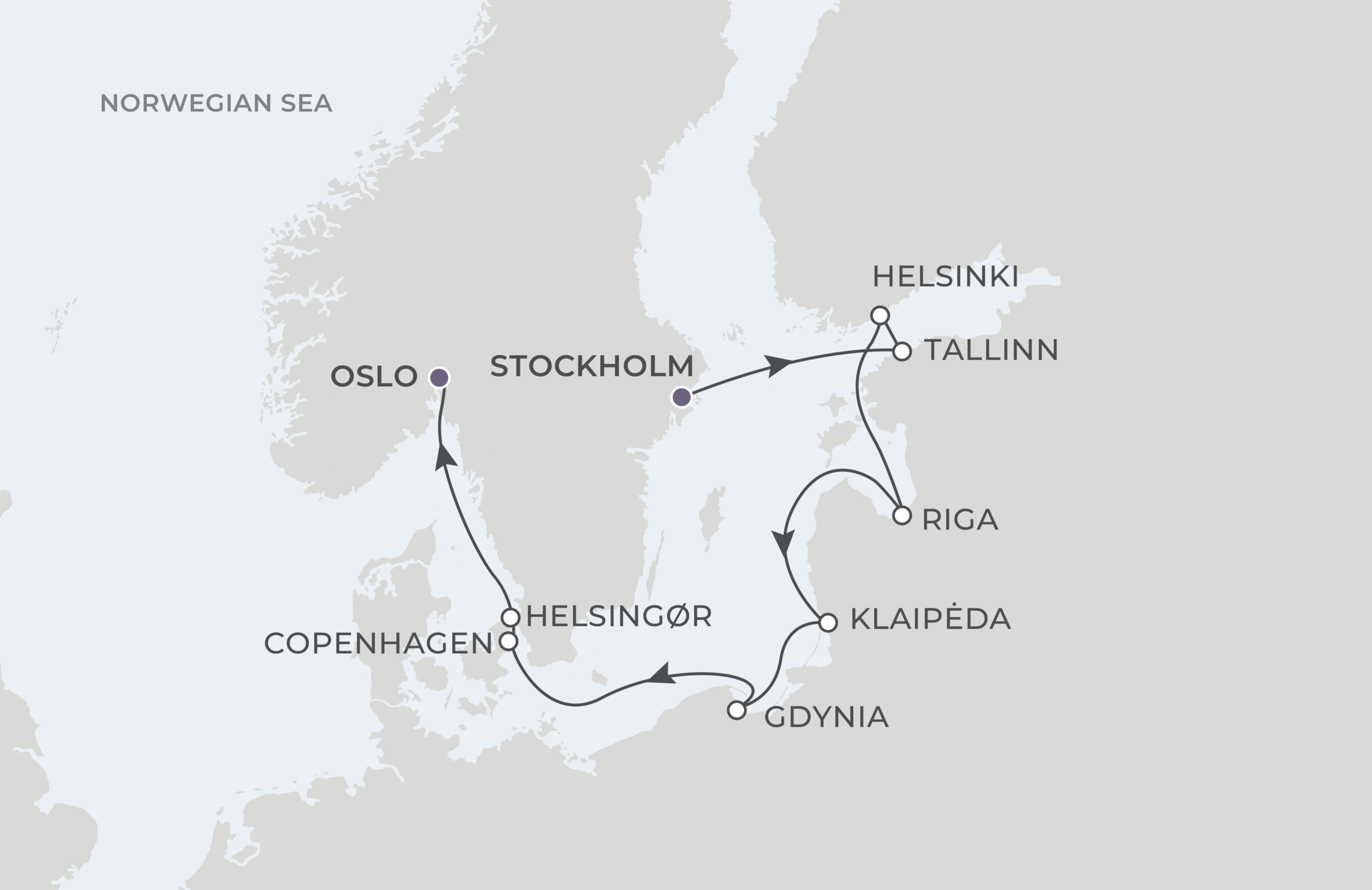 Map for 9-Night Stockholm to Oslo 6.10.27