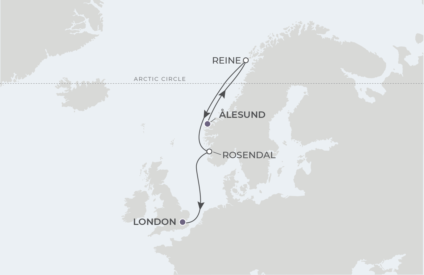 Map for 8-Night Ålesund to London 6.7.26