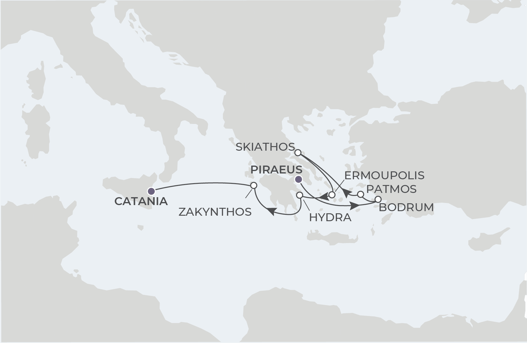 Map for 8-Night Athens to Catania 8.27.26