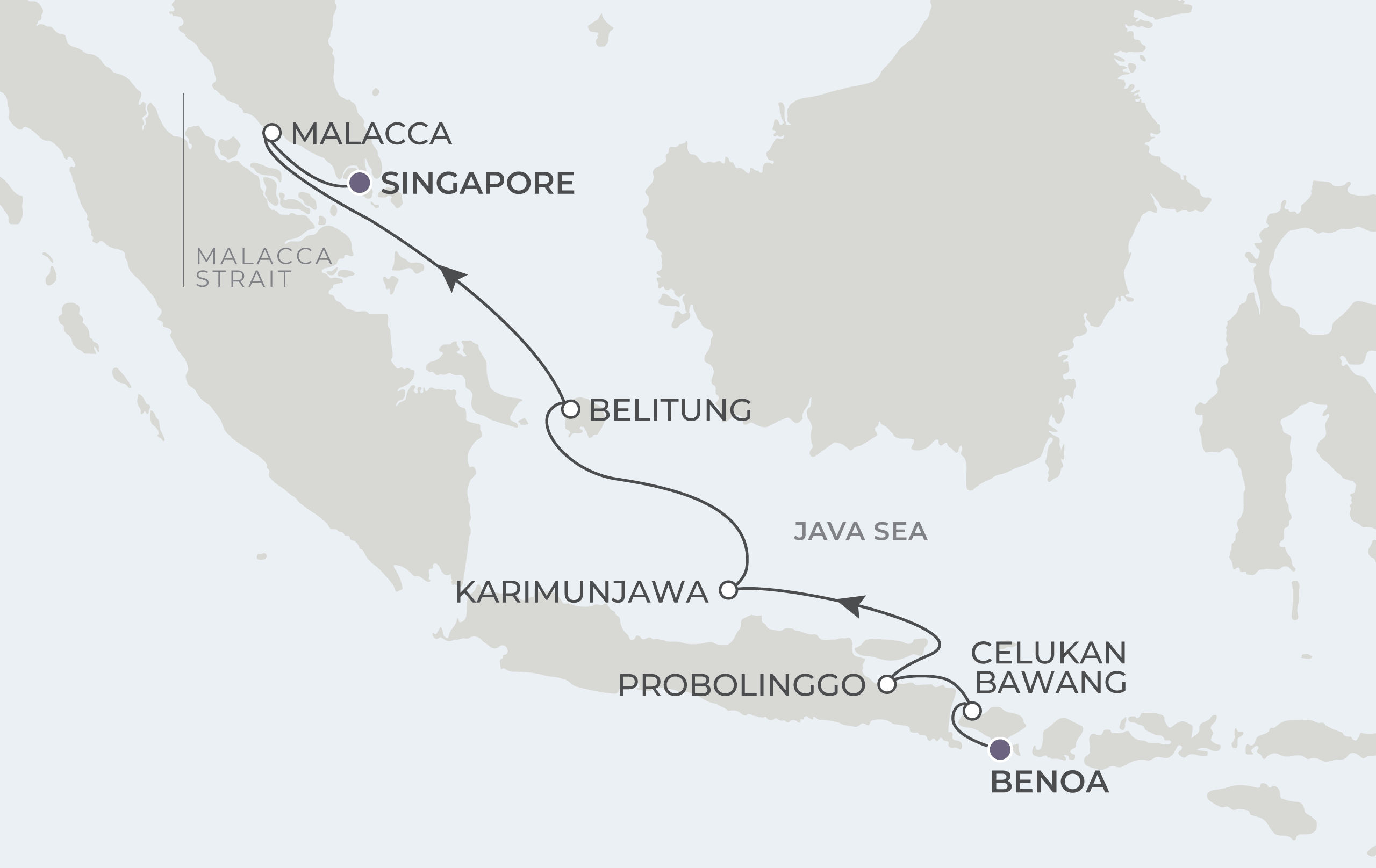 Map for 9-Night Bali to Singapore 2.10.29