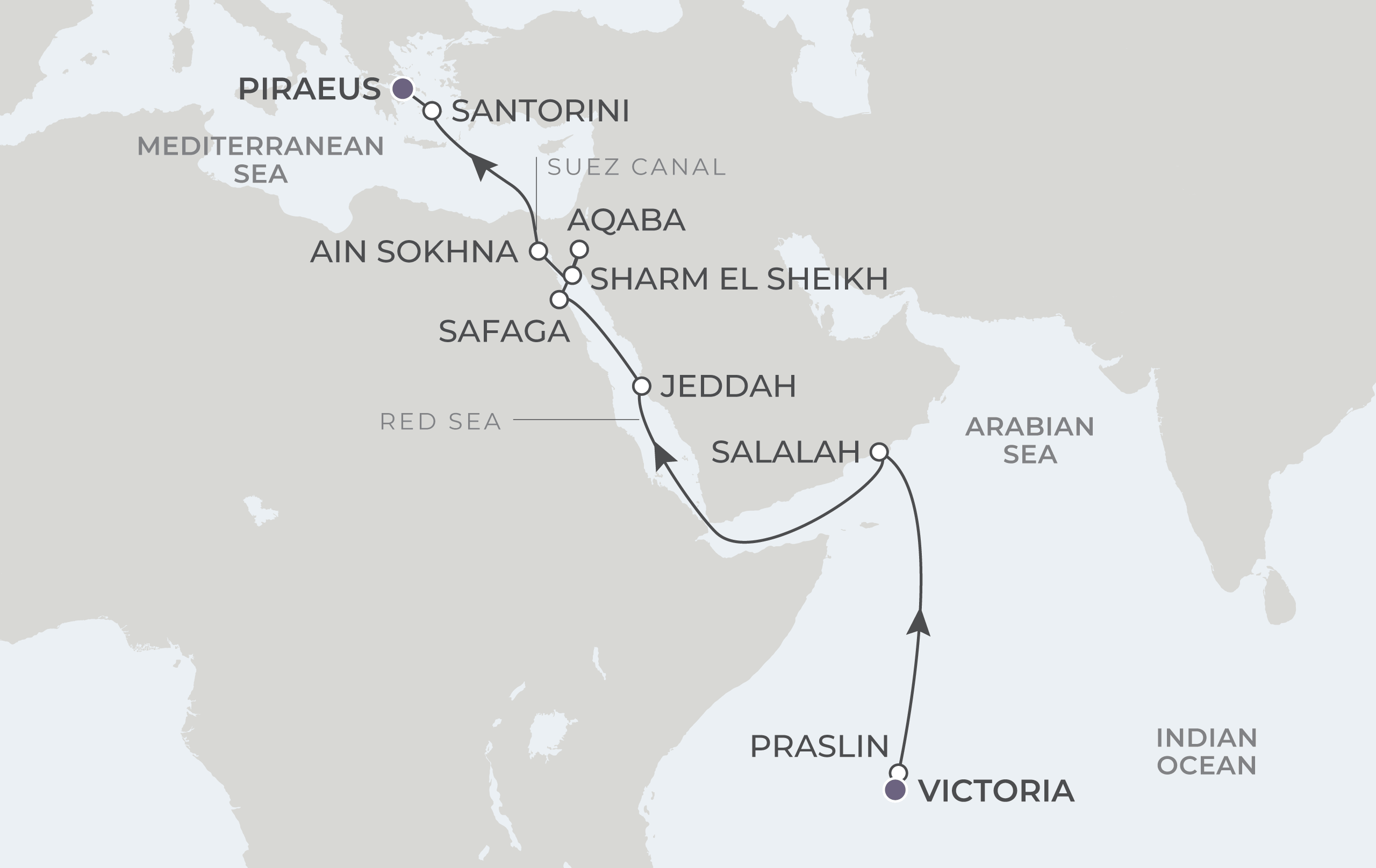 Map for 21-Night Mahé to Athens 5.1.29