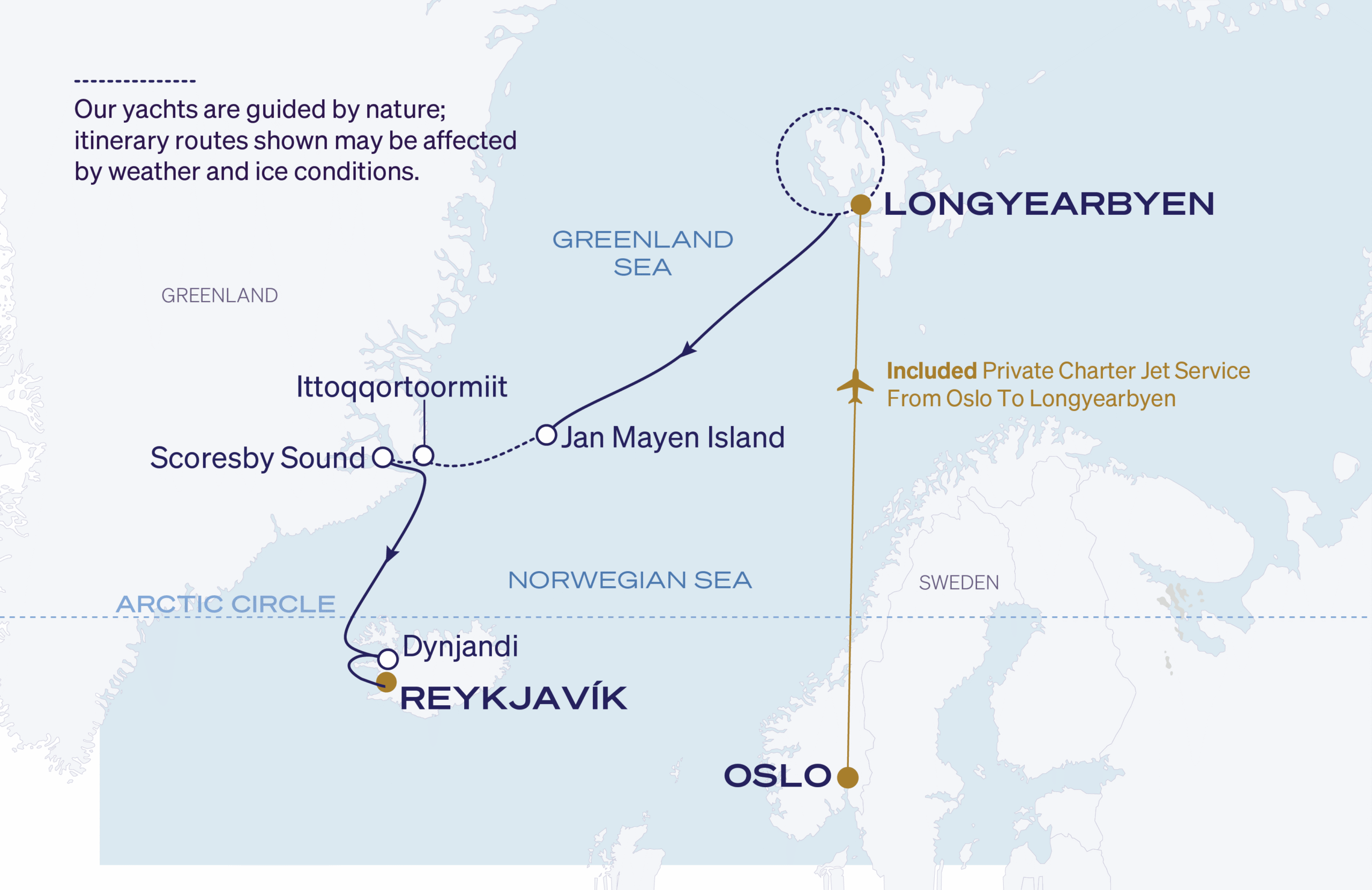 Map for 11-Night Longyearbyen to Reykjavík 7.8.28