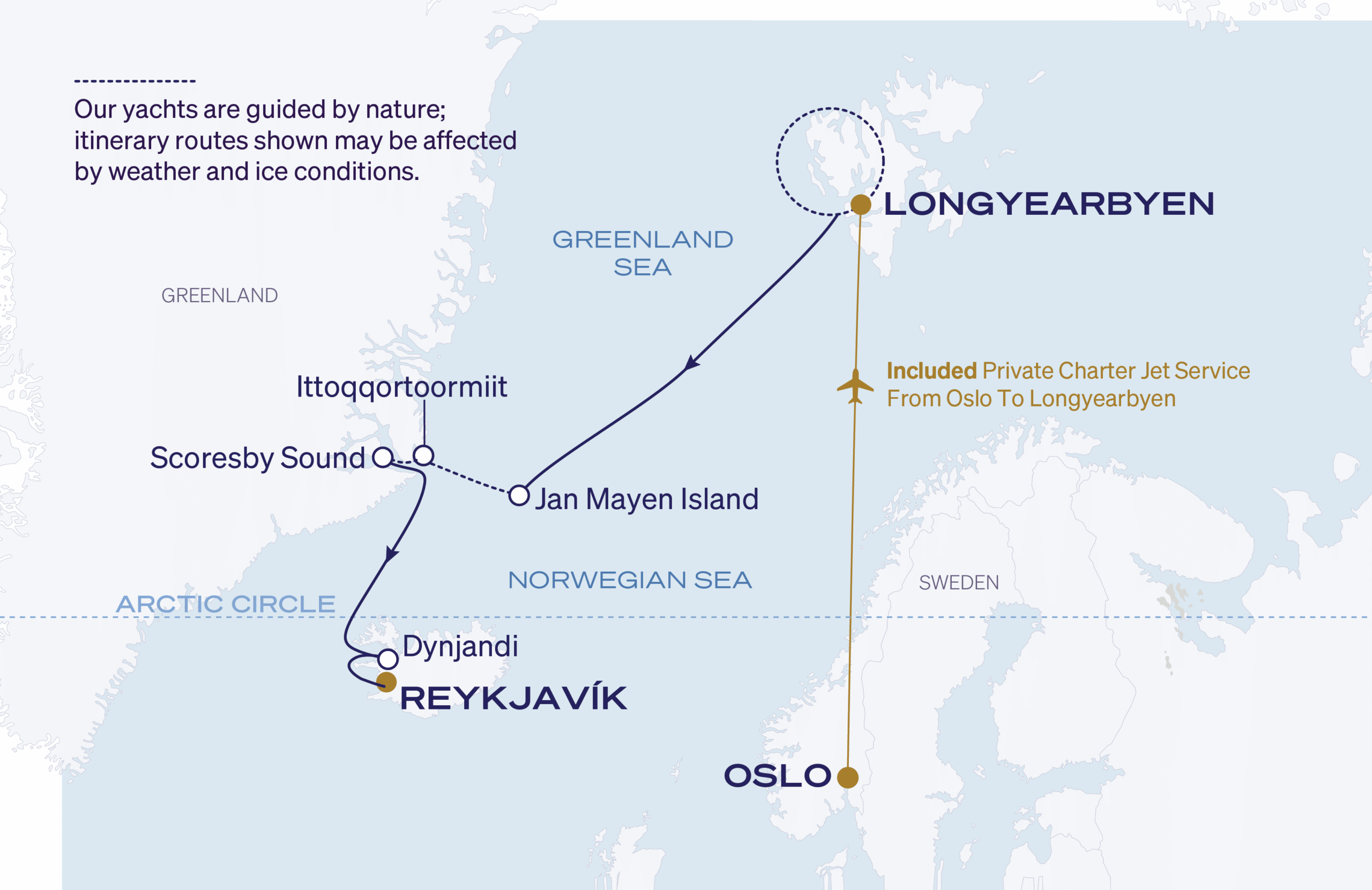 Map for 11-Night Longyearbyen to Reykjavík 7.8.28