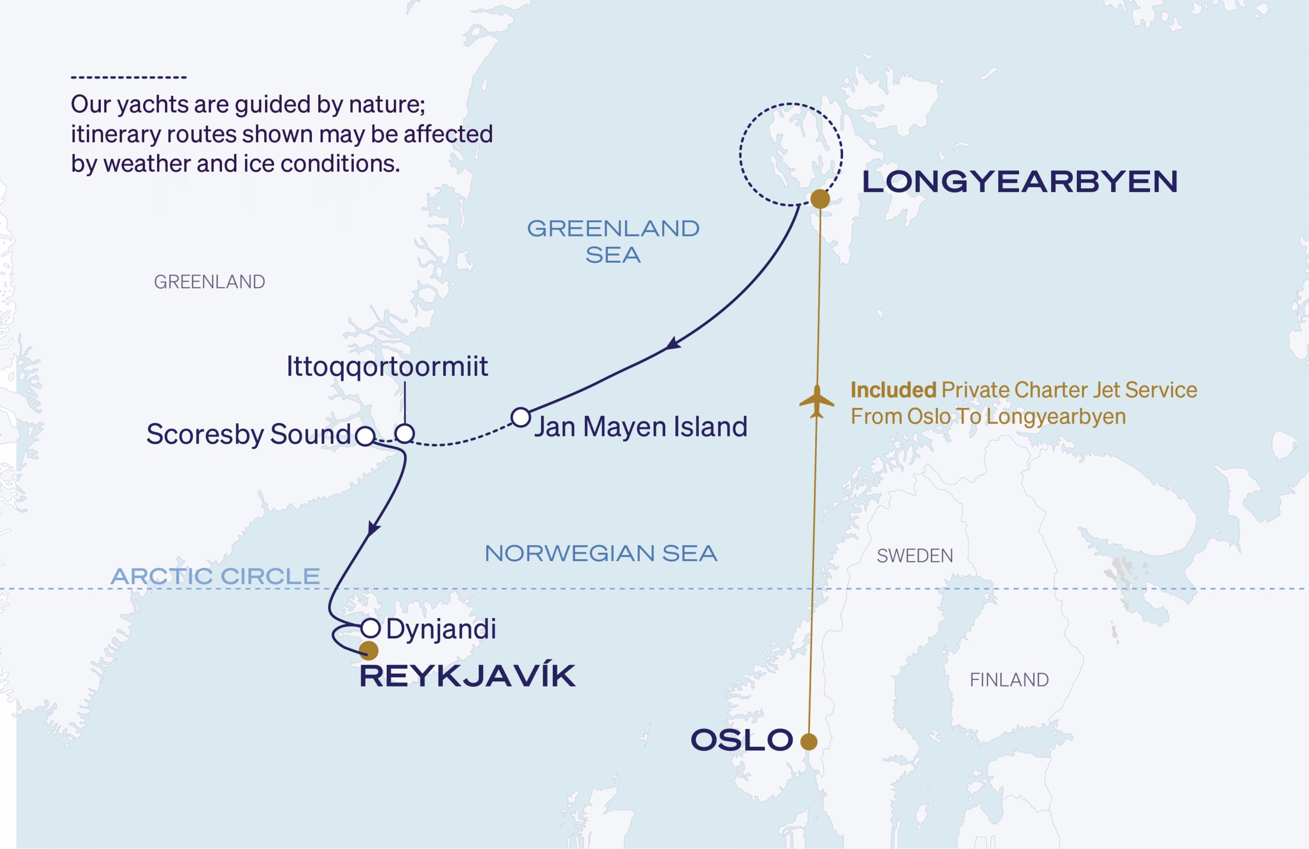 Map for 11-Night Longyearbyen to Reykjavík 7.25.28