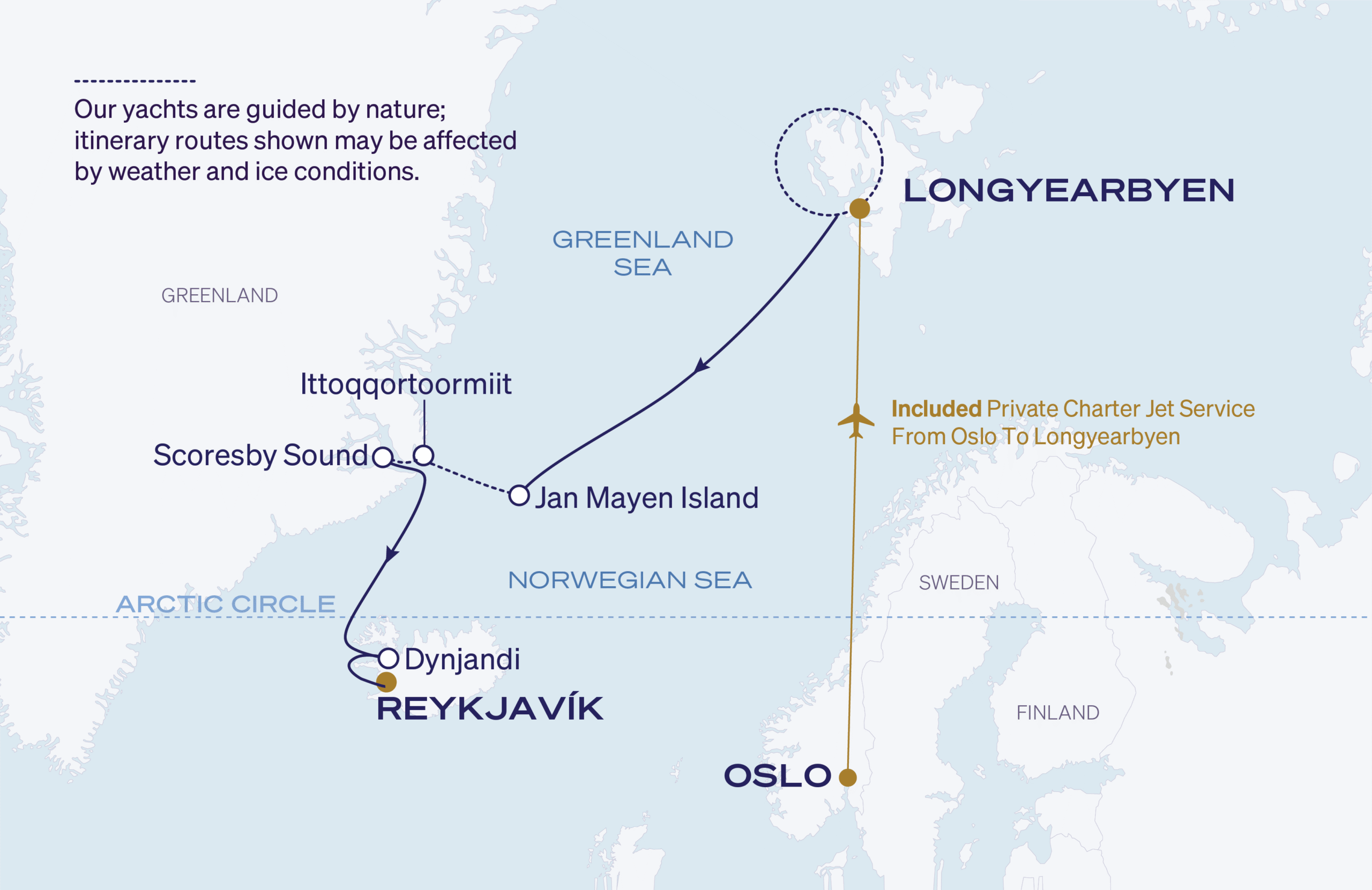 Map for 11-Night Longyearbyen to Reykjavík 7.25.28