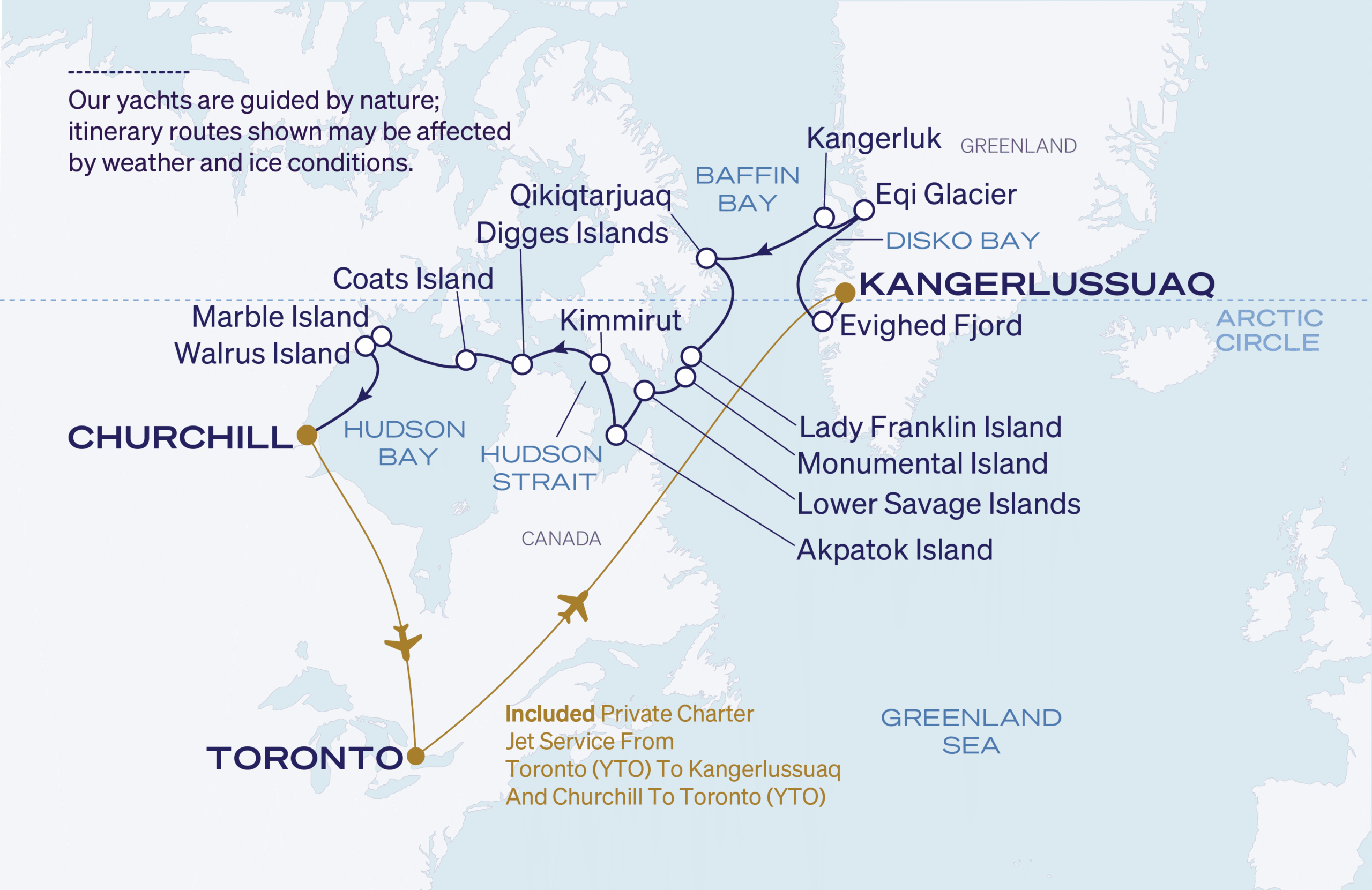 Map for 16-Night Kangerlussuaq to Churchill 7.29.28