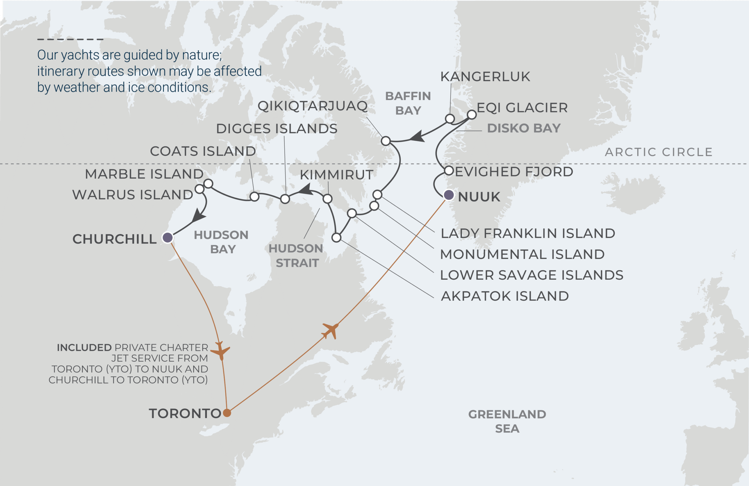 Map for 16-Night Nuuk to Churchill 7.29.28