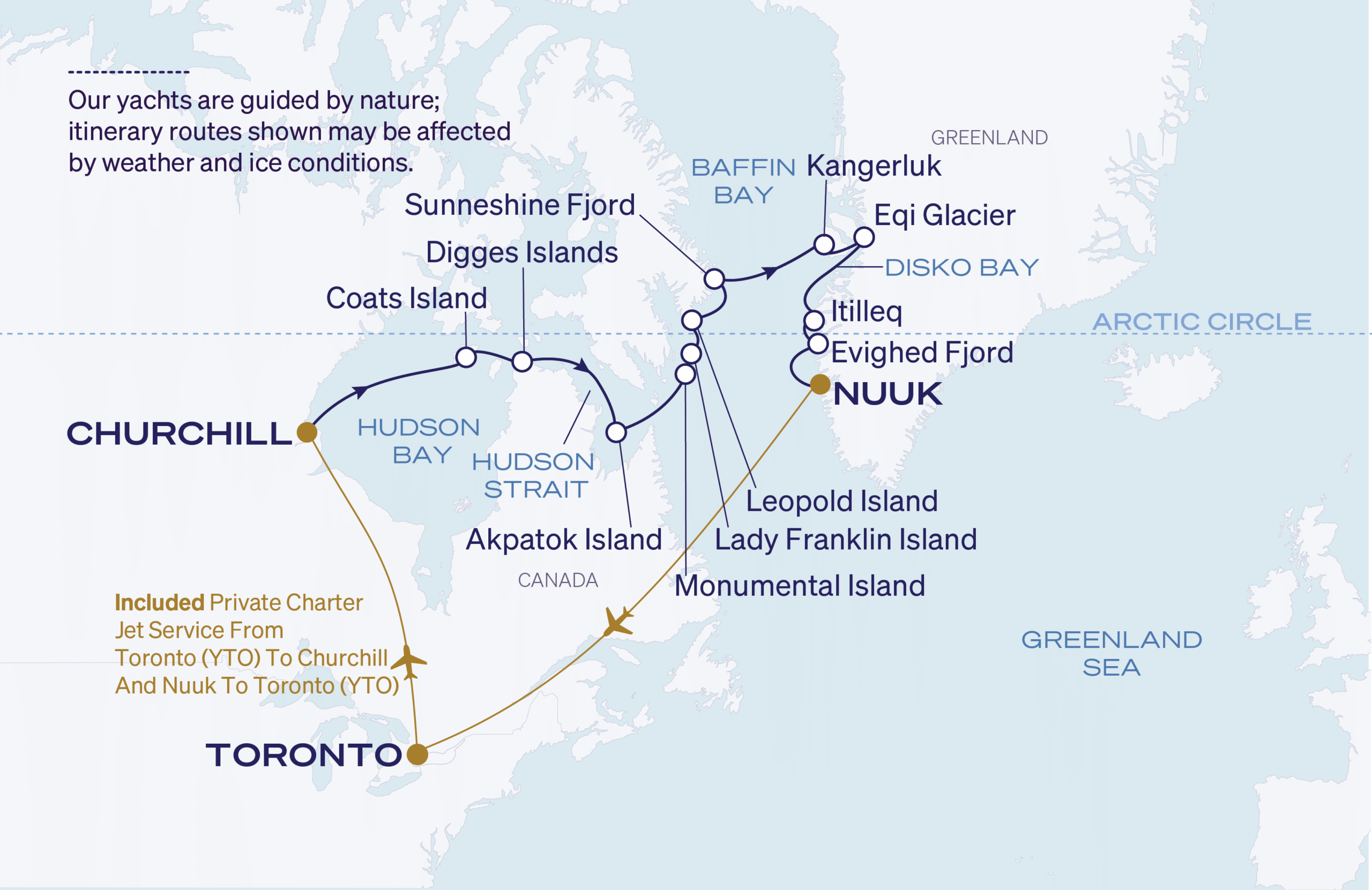 Map for 14-Night Churchill to Nuuk  8.14.28