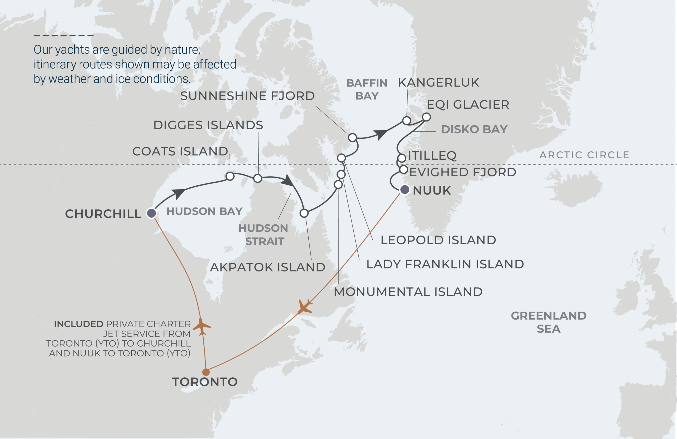 Map for 14-Night Churchill to Nuuk  8.14.28