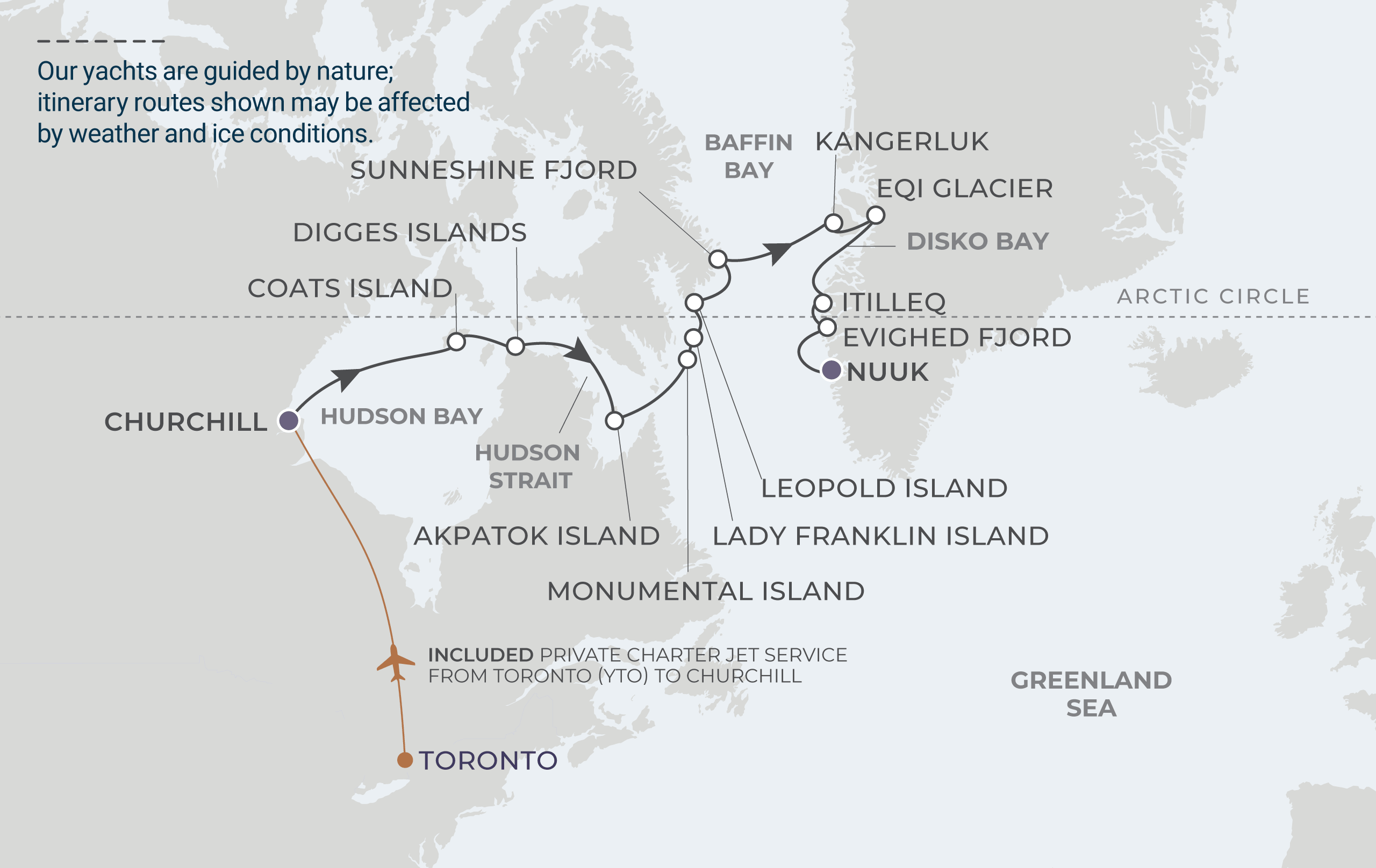 Map for 14-Night Churchill to Nuuk  8.14.28