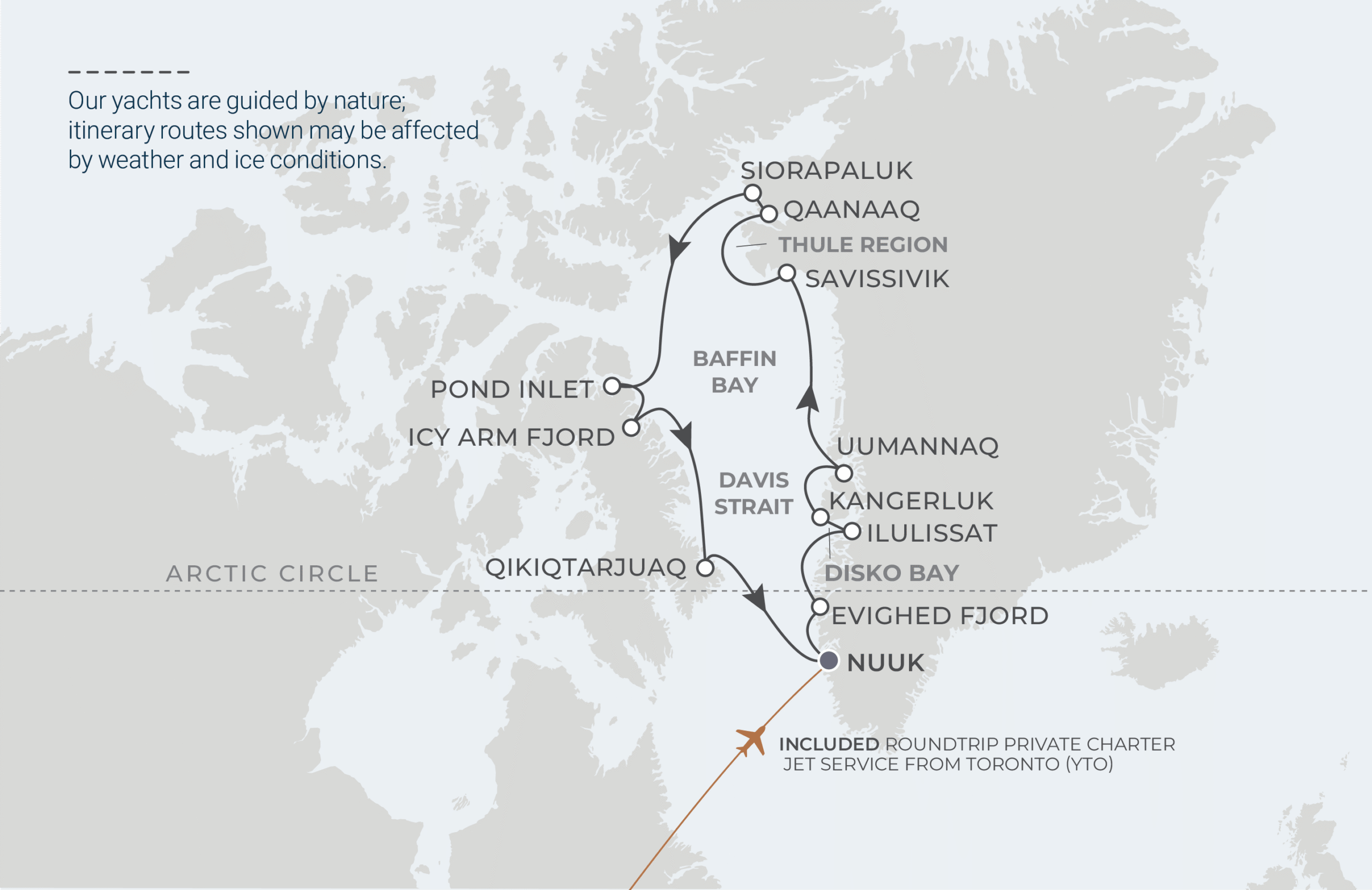 Map for 15-Night Nuuk Roundtrip  8.28.28