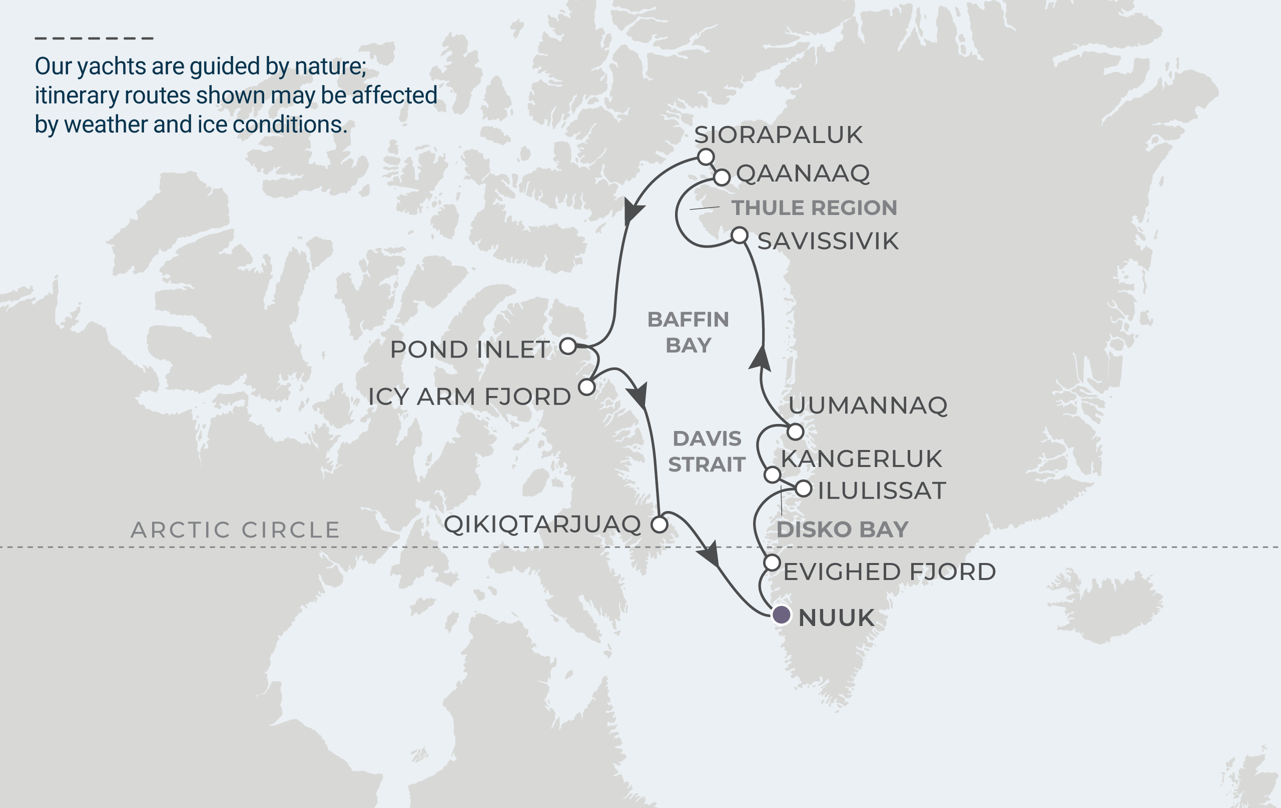 Map for 15-Night Nuuk Roundtrip  8.28.28