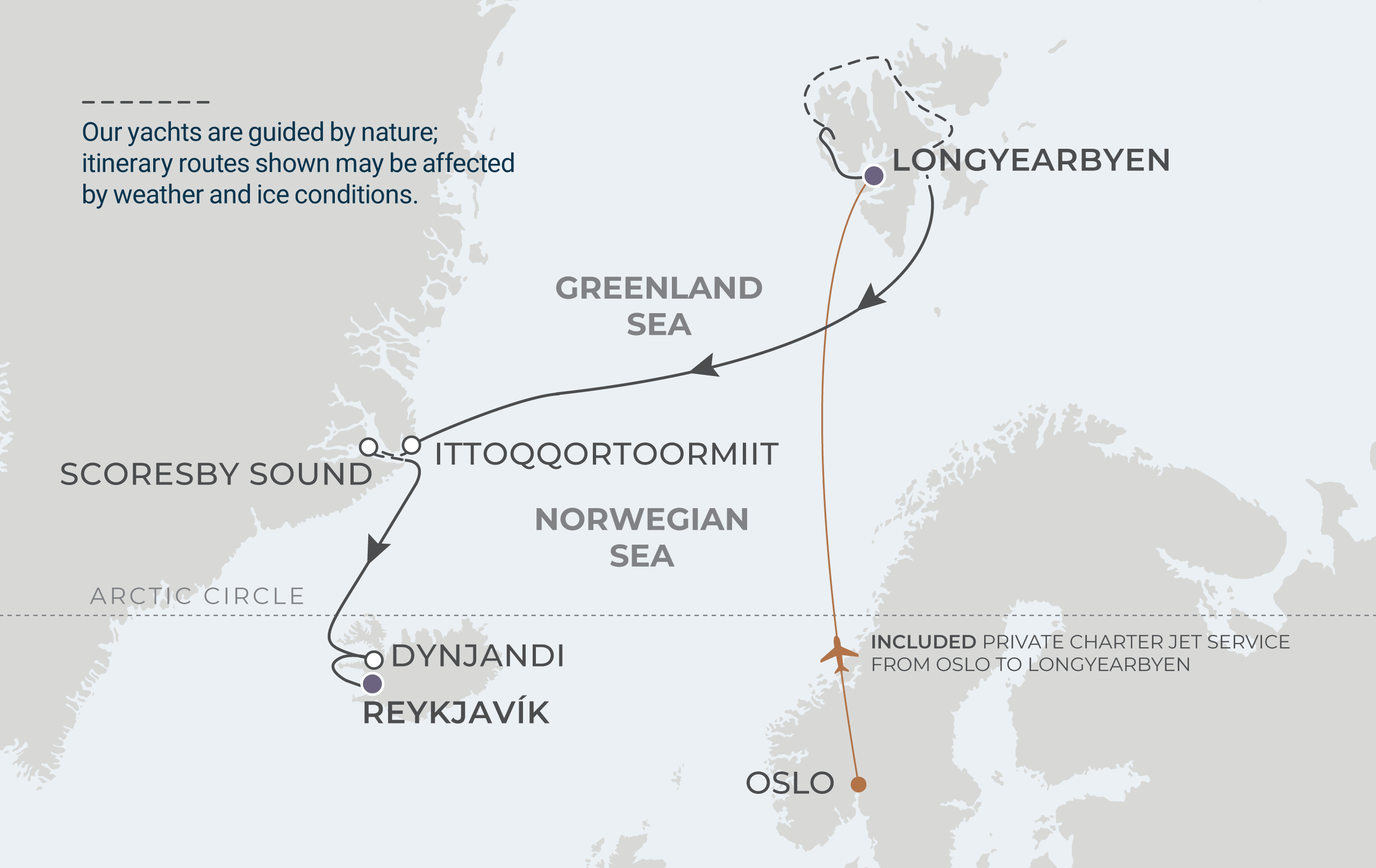 Map for 11-Night Longyearbyen to Reykjavik 9.5.28