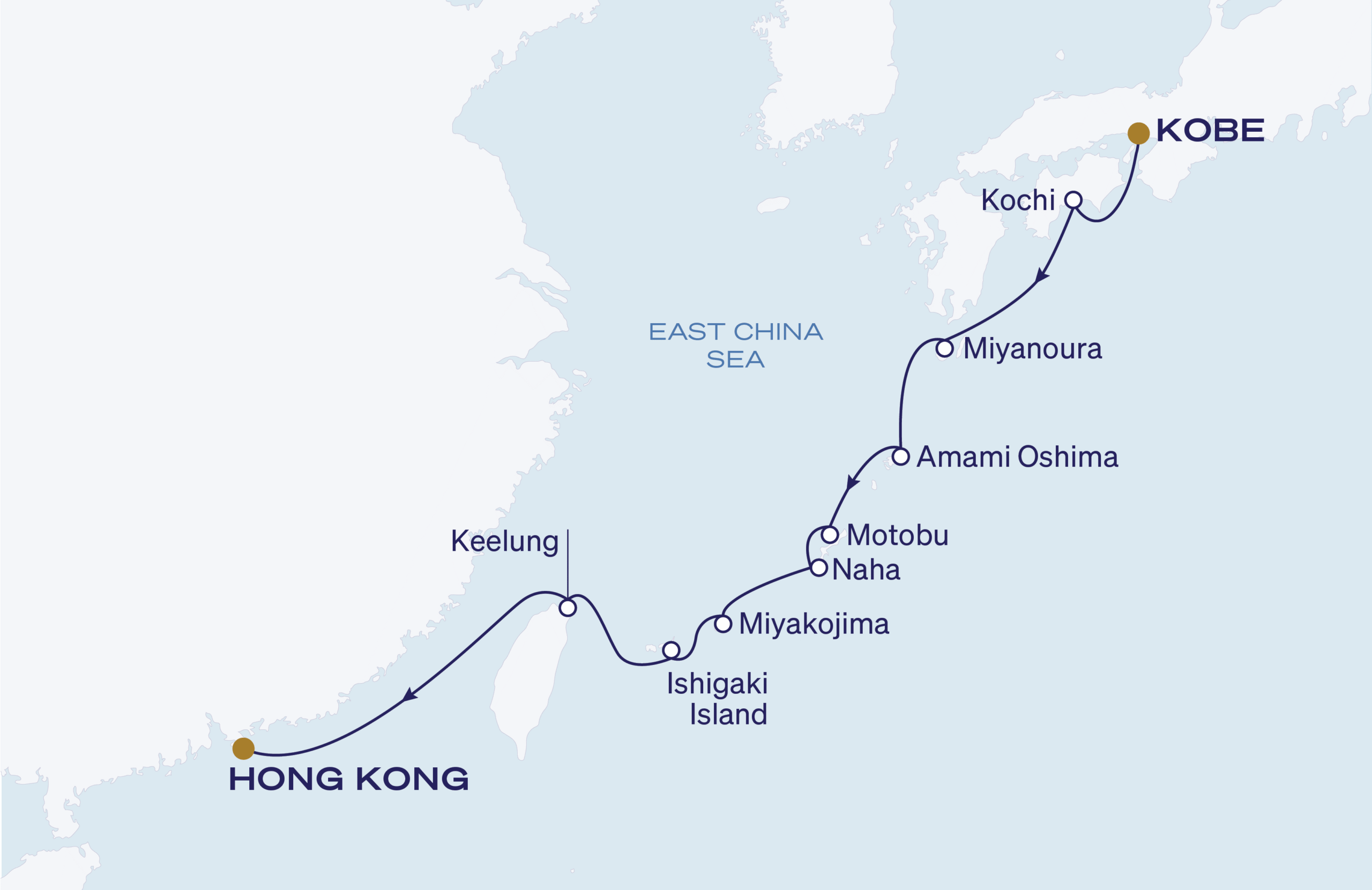 Map for 10-Night Kobe to Hong Kong 11.30.28