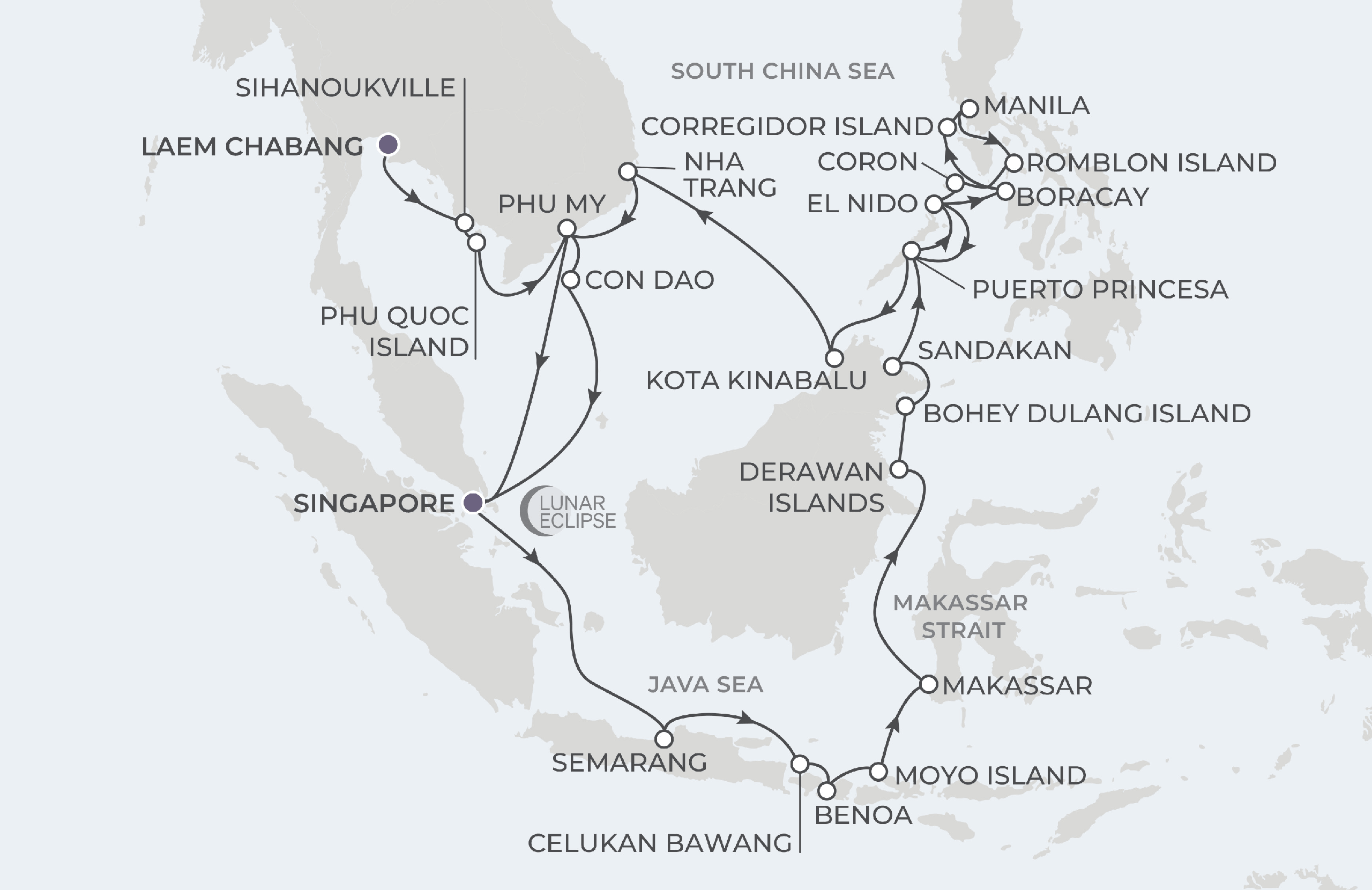 Map for 40-Night Bangkok to Singapore 12.23.28