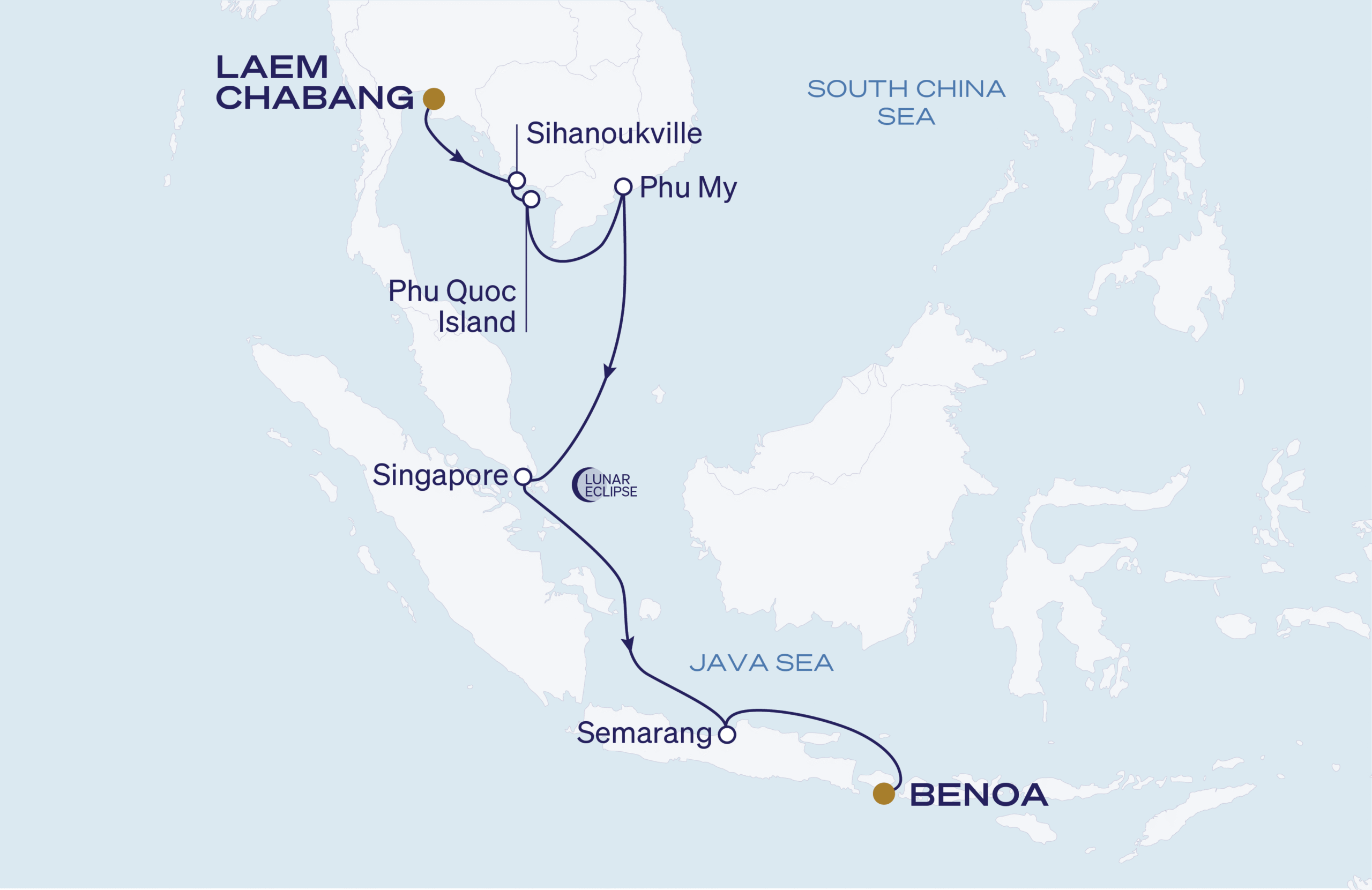 Map for 14-Night Bangkok to Bali 12.23.28