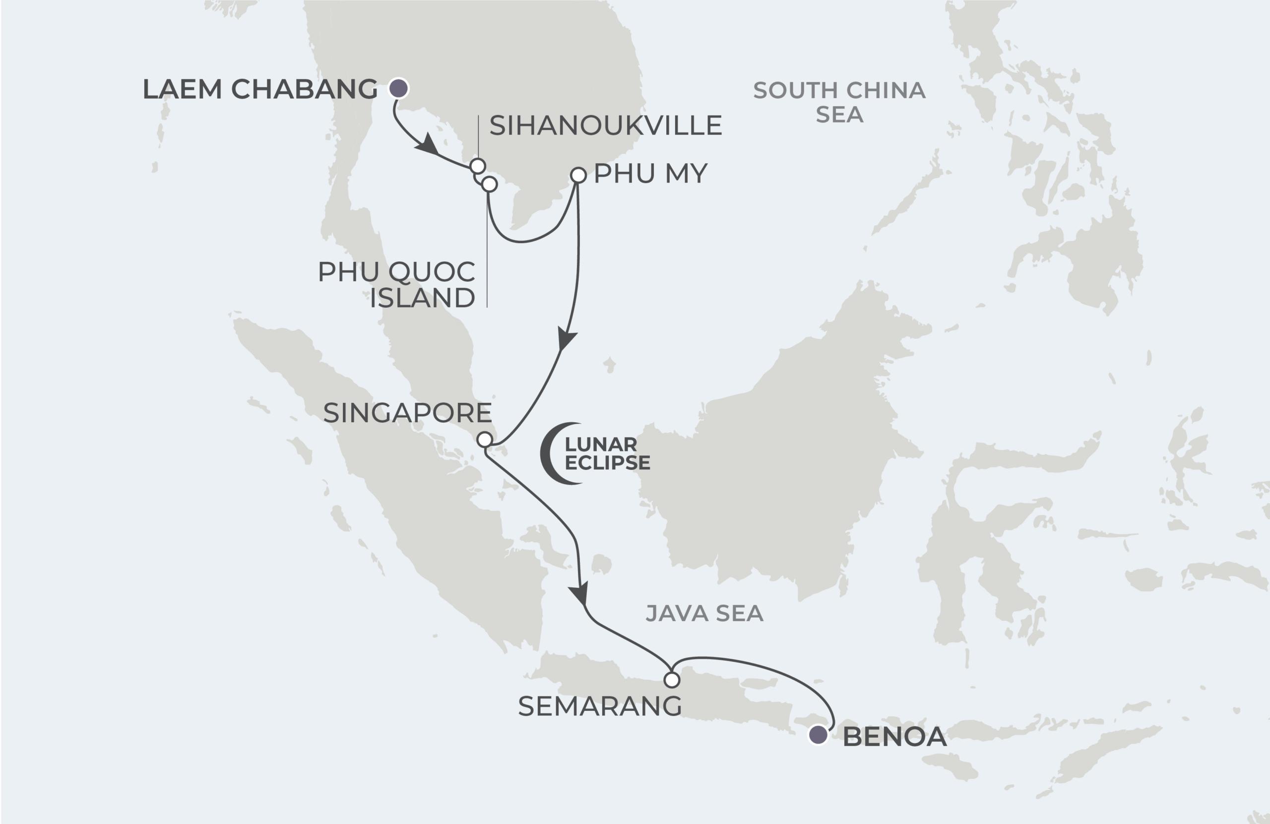 Map for 14-Night Bangkok to Bali 12.23.28