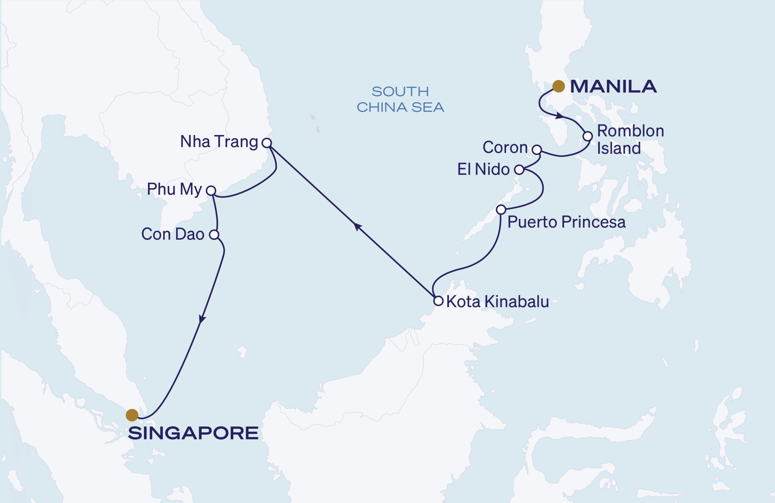 Map for 13-Night Manila to Singapore 1.19.29
