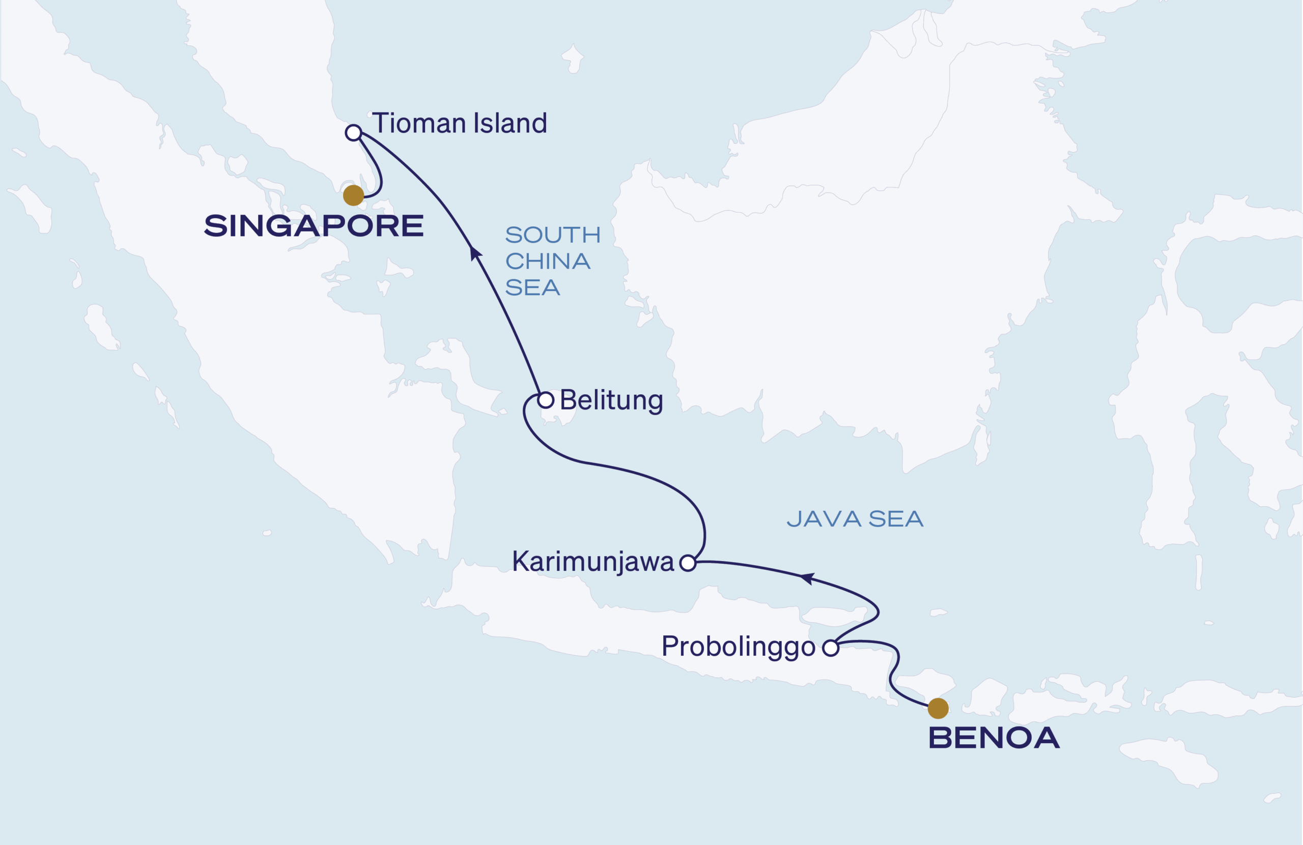 Map for 8-Night Bali to Singapore 2.10.29