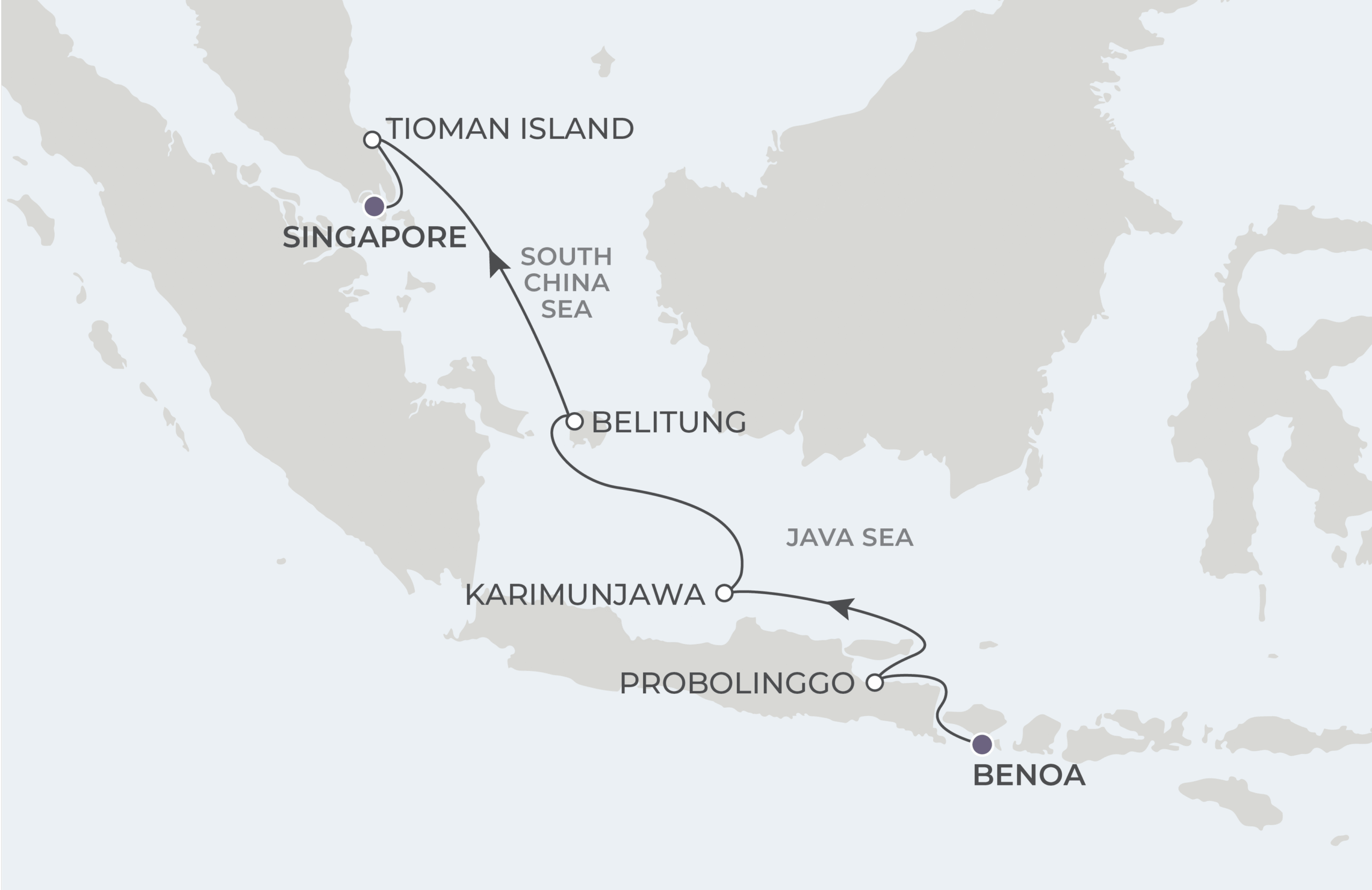 Map for 8-Night Bali to Singapore 2.10.29